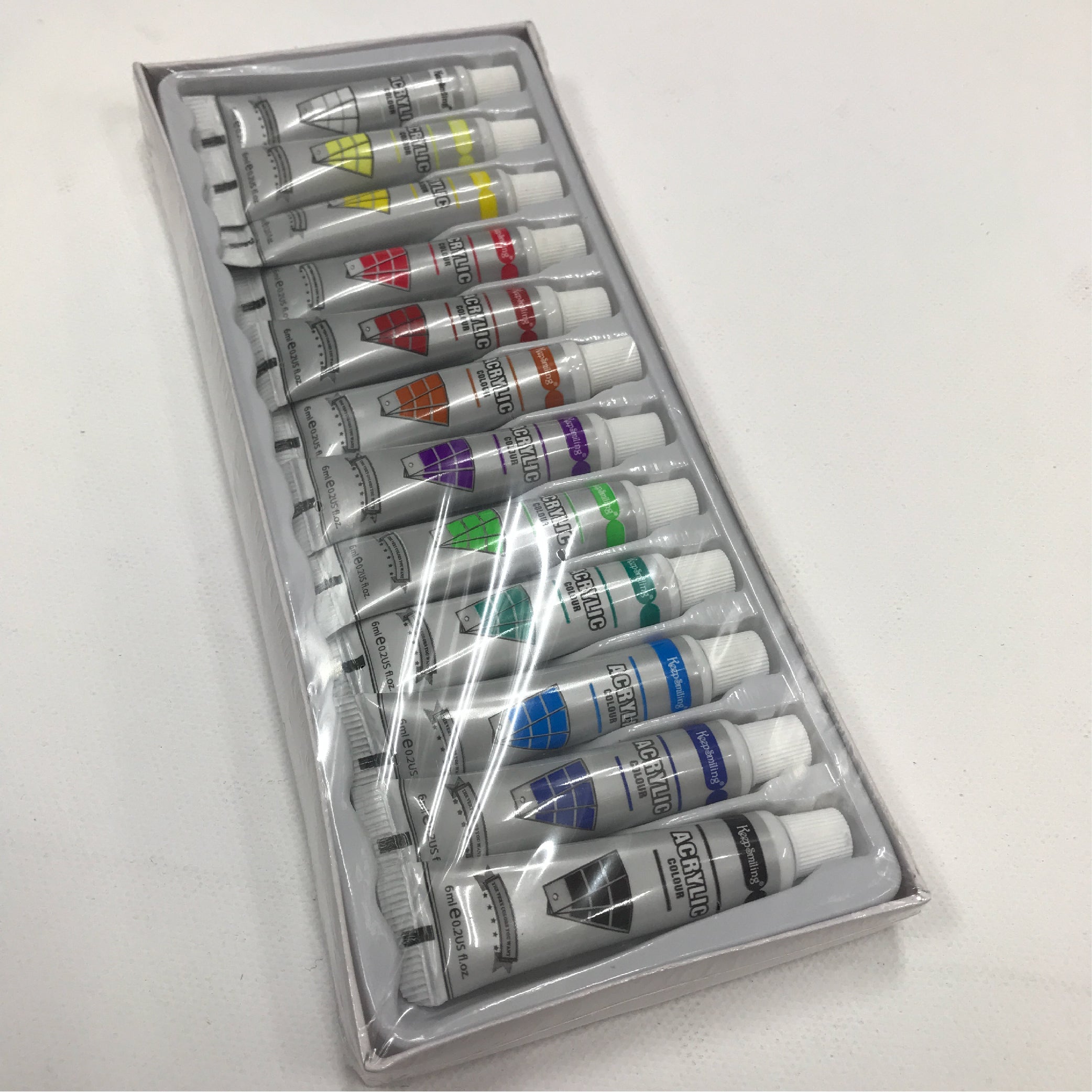 12-Color Acrylic Paint Set - 6ml Tubes for Artistic Creations