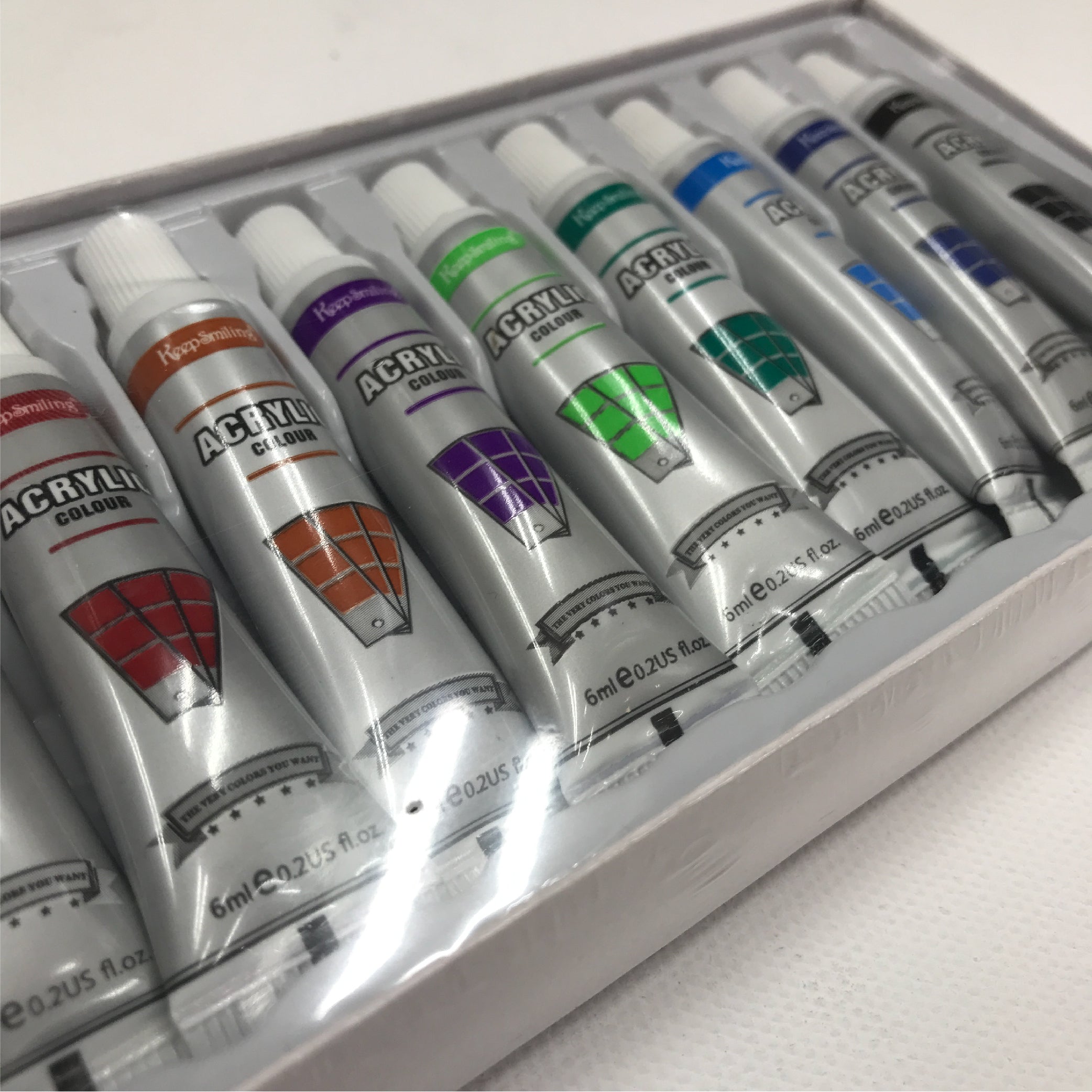 12-Color Acrylic Paint Set - 6ml Tubes for Artistic Creations