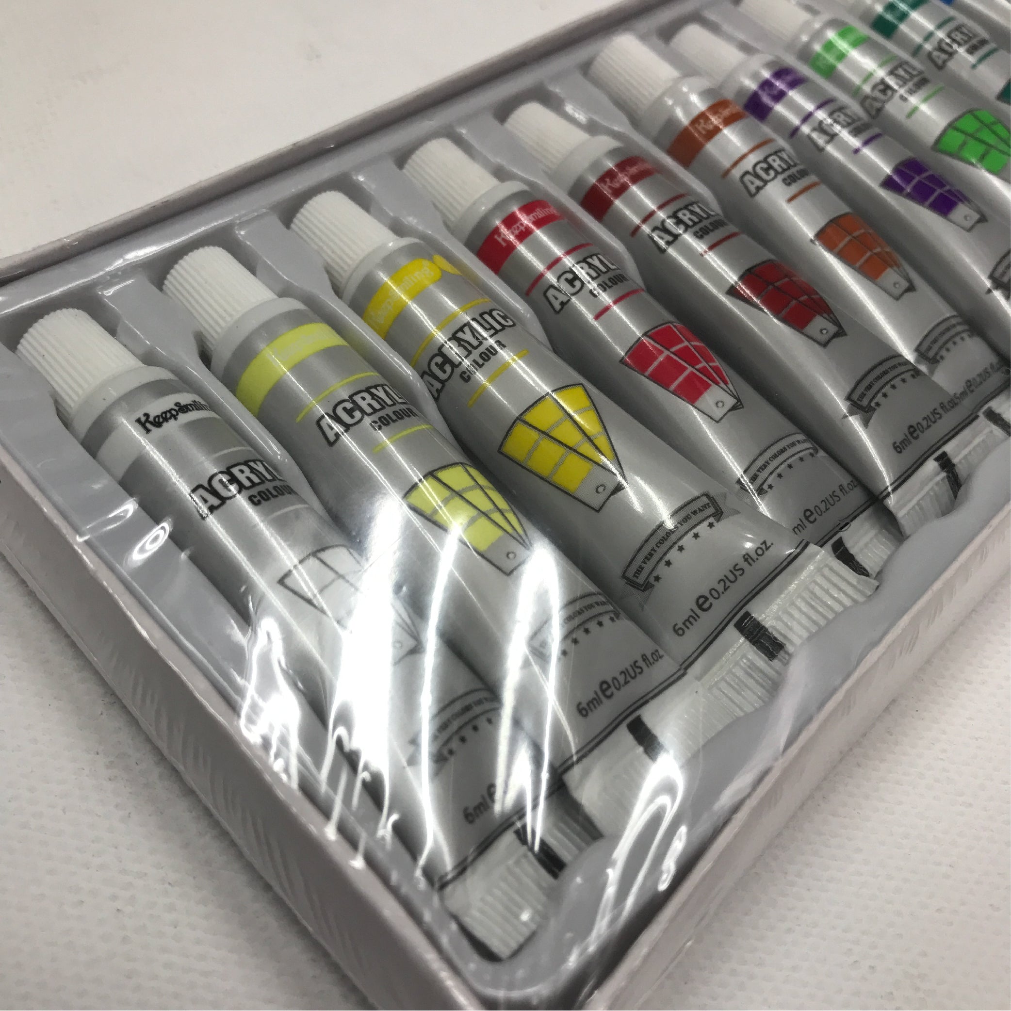 12-Color Acrylic Paint Set - 6ml Tubes for Artistic Creations