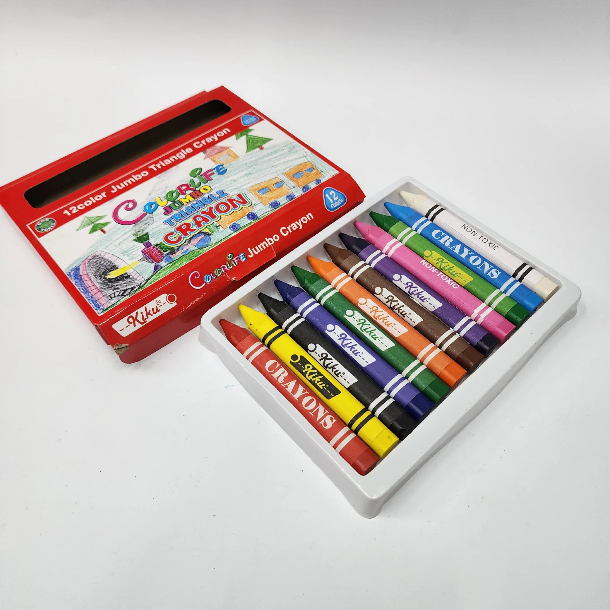 12-Colour Jumbo Triangle Crayons