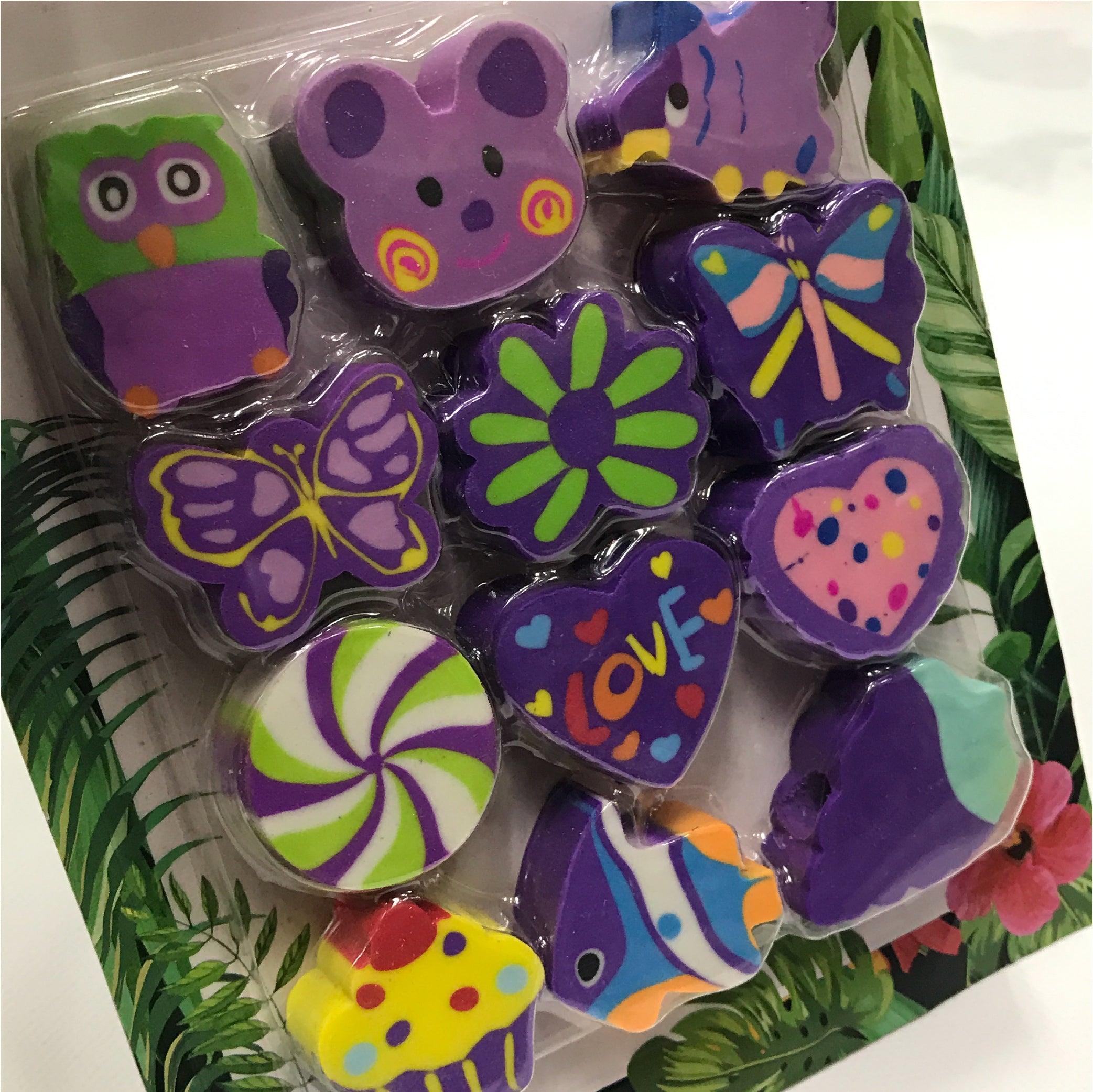 Fancy Animal and Shape Erasers Set – 12 Pcs