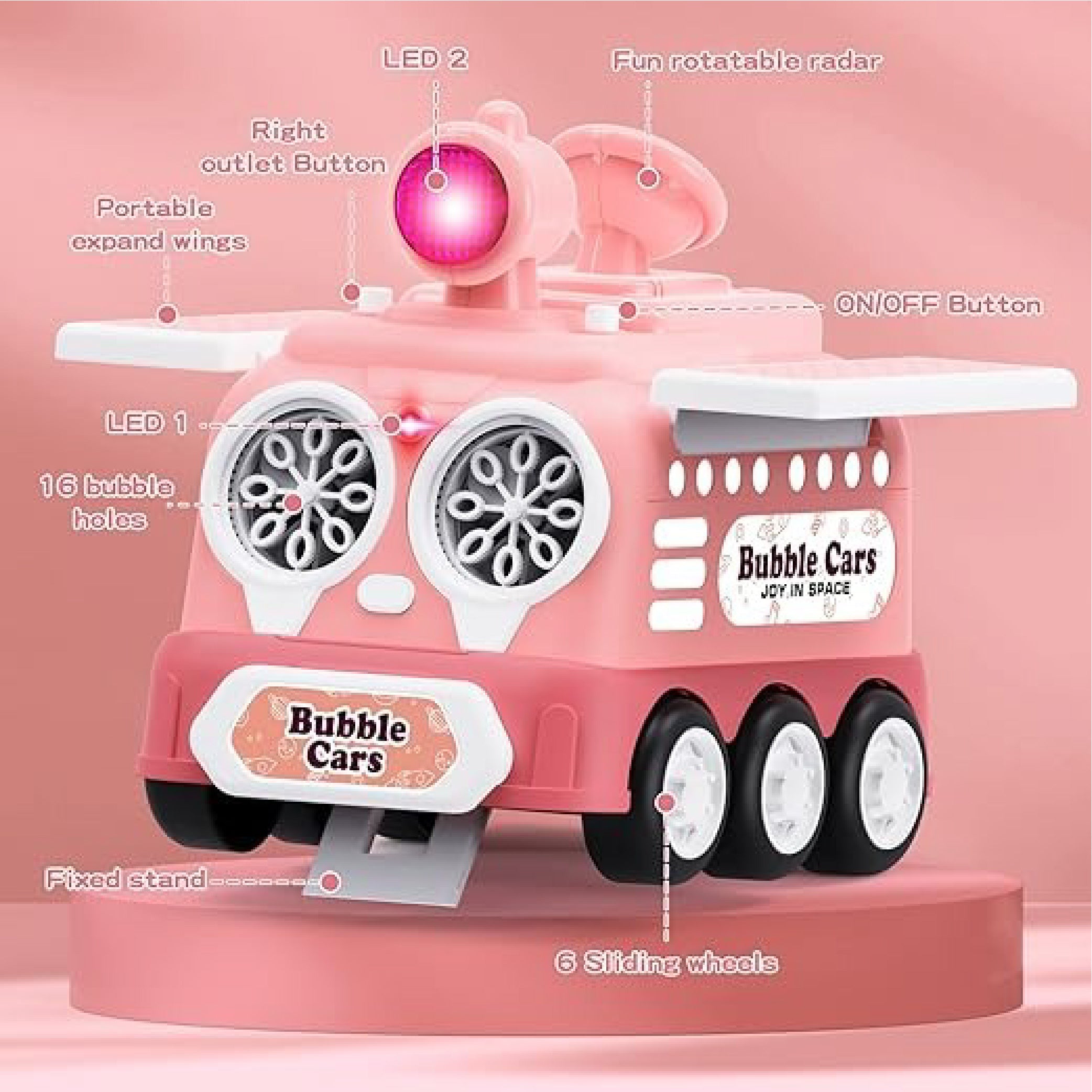 Bubble Car Machine – Interactive Bubble Blower for Kids with LED Lights and Adjustable Speeds