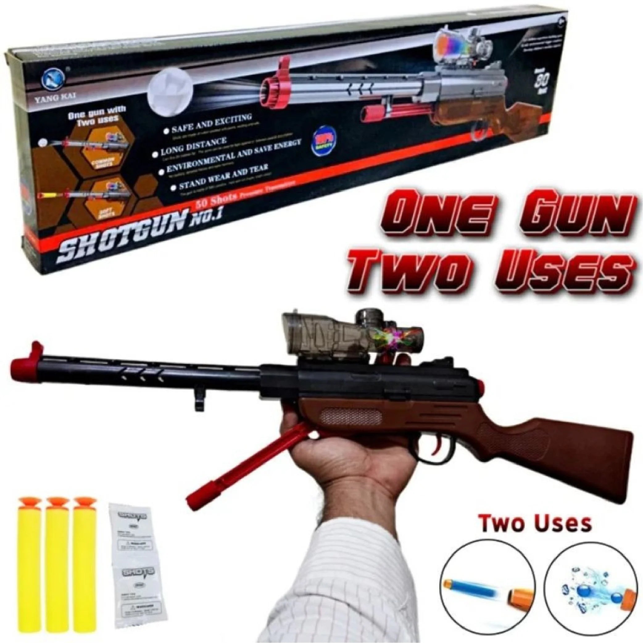 2-in-1 Manual Reload Shotgun Darts Shooter & Bubble Shooter - Fun & Safe Play!