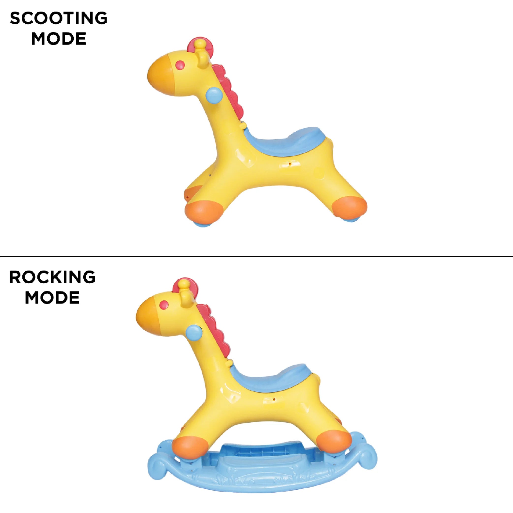 2-in-1 Rocking Ride-On Giraffe with Melody, Music & Lights