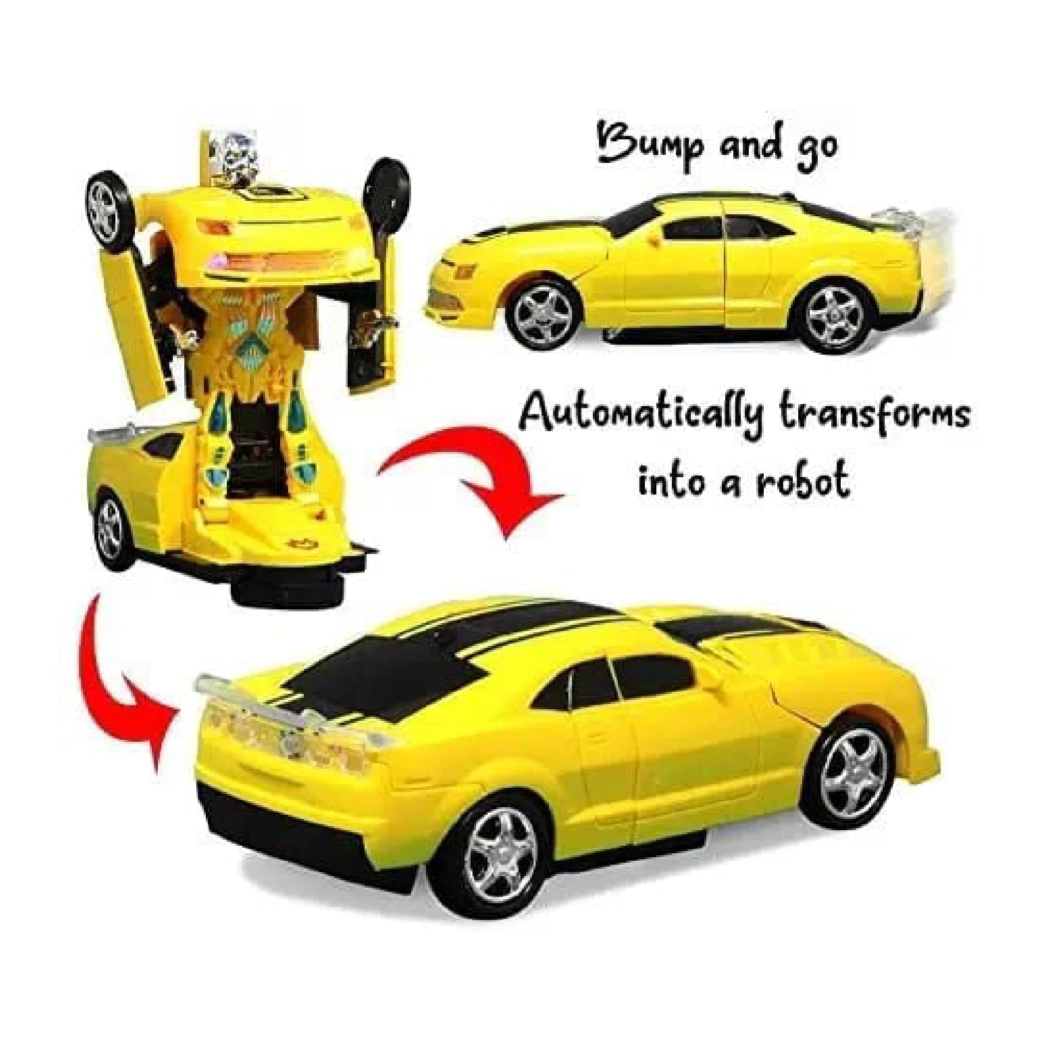 2-in-1 Transform Robot Car Toy with Sound (Yellow)