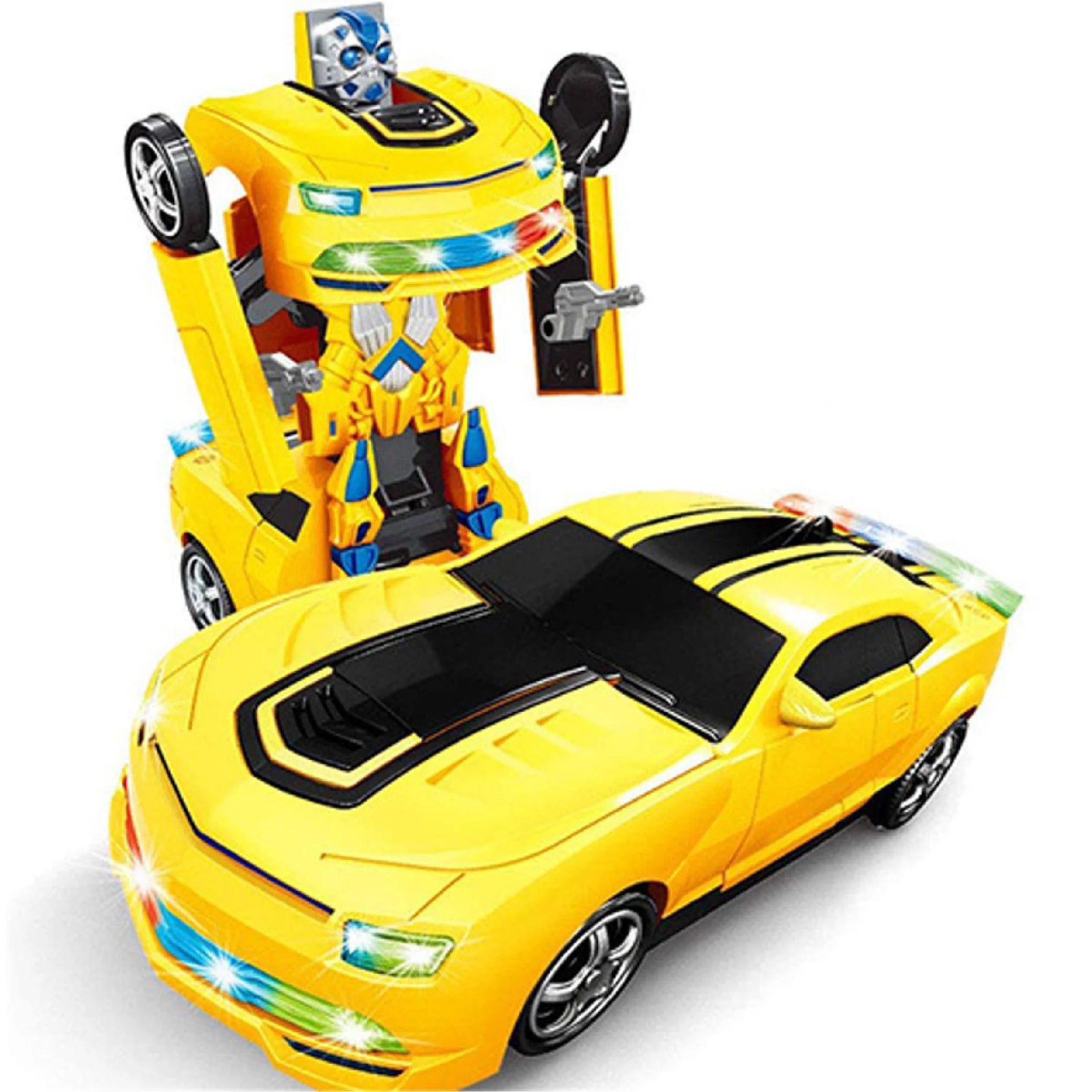 2-in-1 Transform Robot Car Toy with Sound (Yellow)