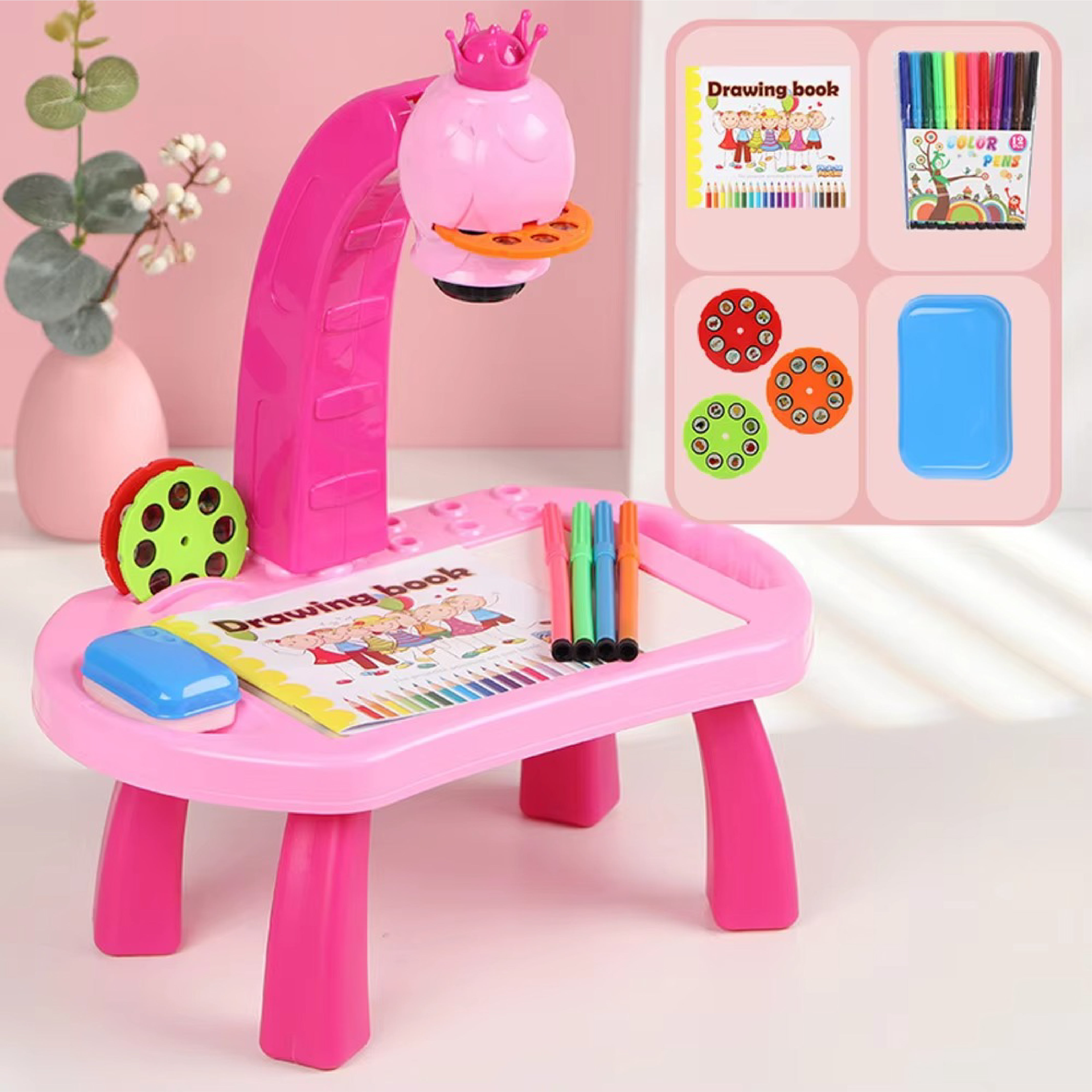 Hello Kitty Projector Painting & Drawing Table Set – 24 Patterns, High-Quality Art Toy for Kids