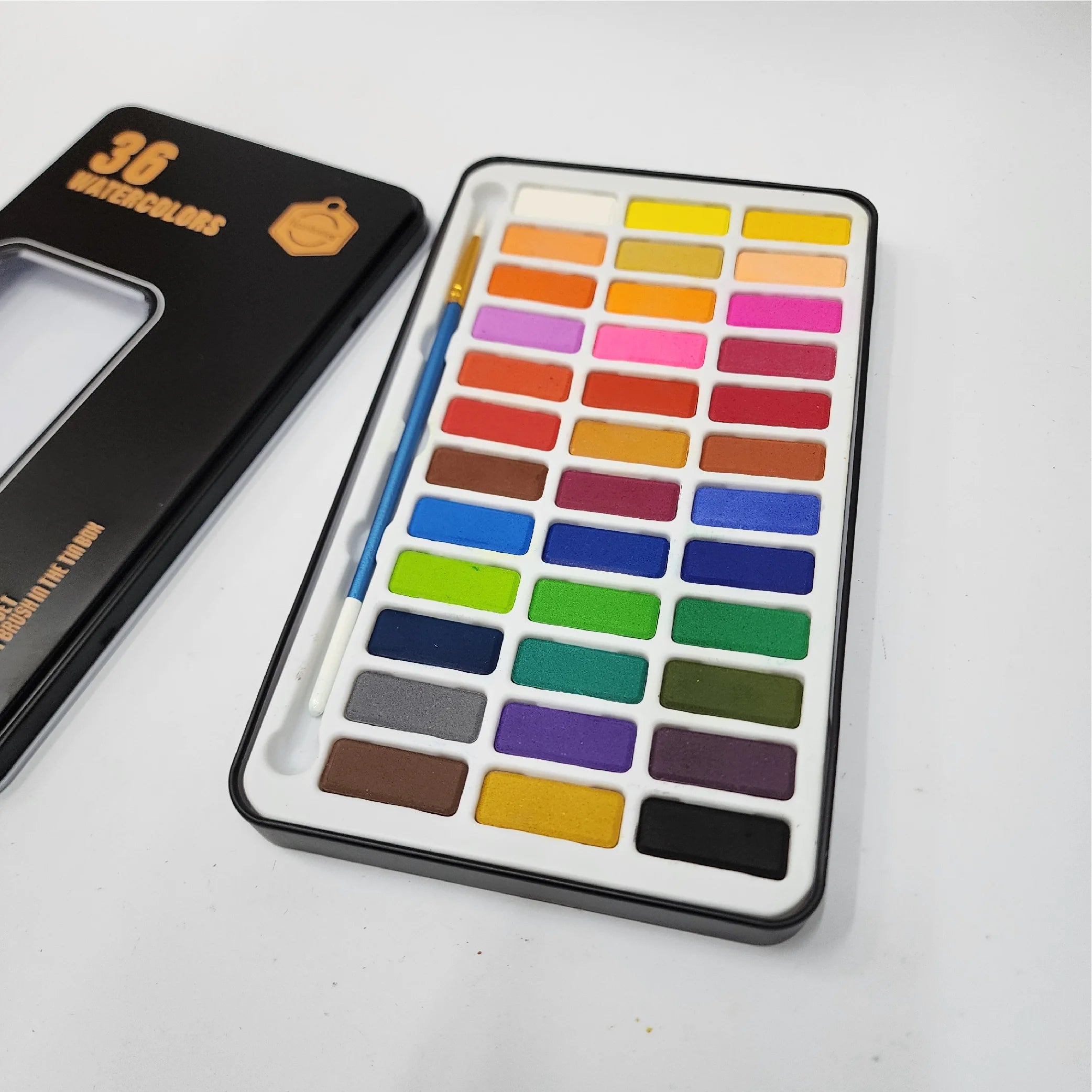 36 Water Colours with Artist Brush in Tin Box