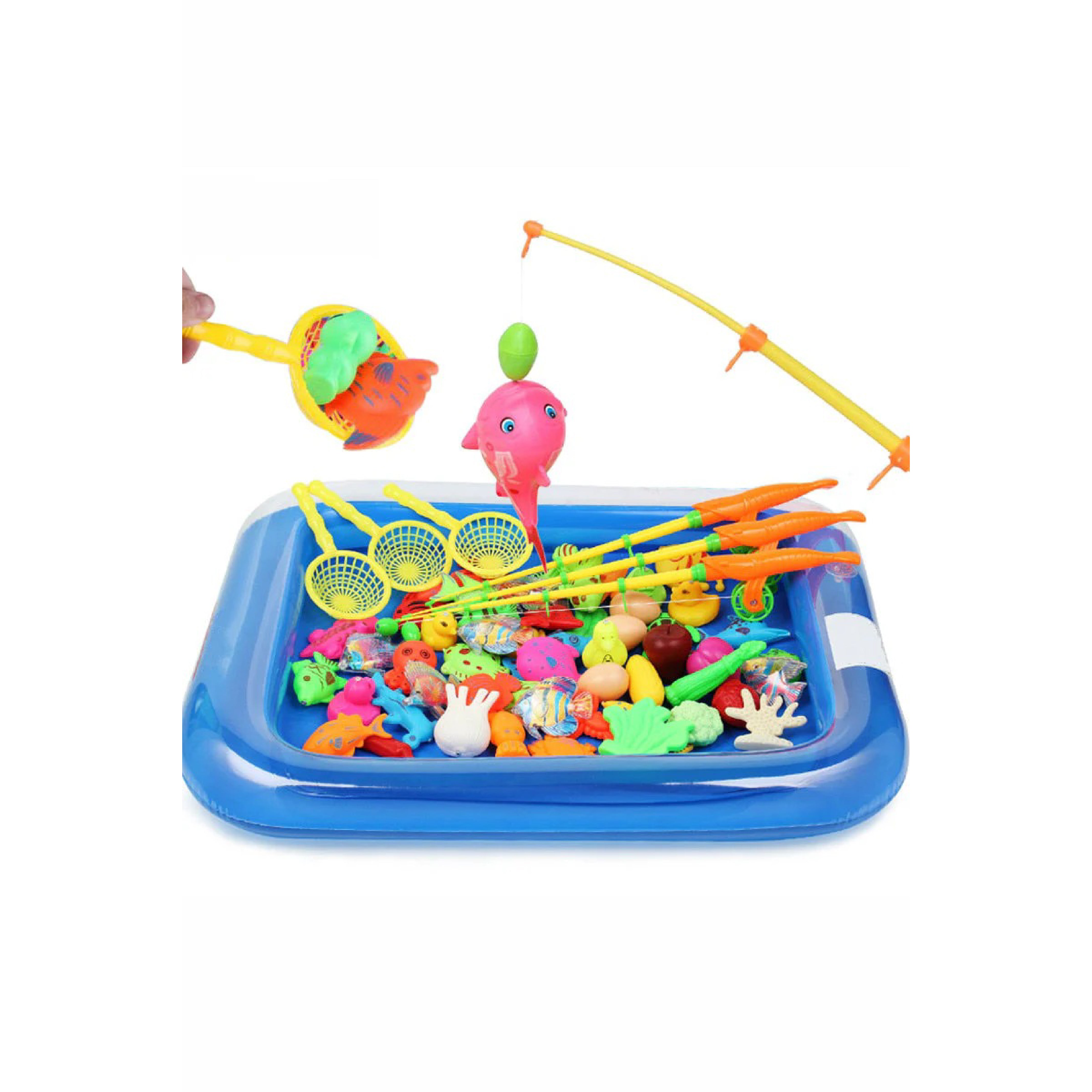 14-Piece Magnetic Fishing Toy Set - 3D Fish Bath Toy with Interactive Rod