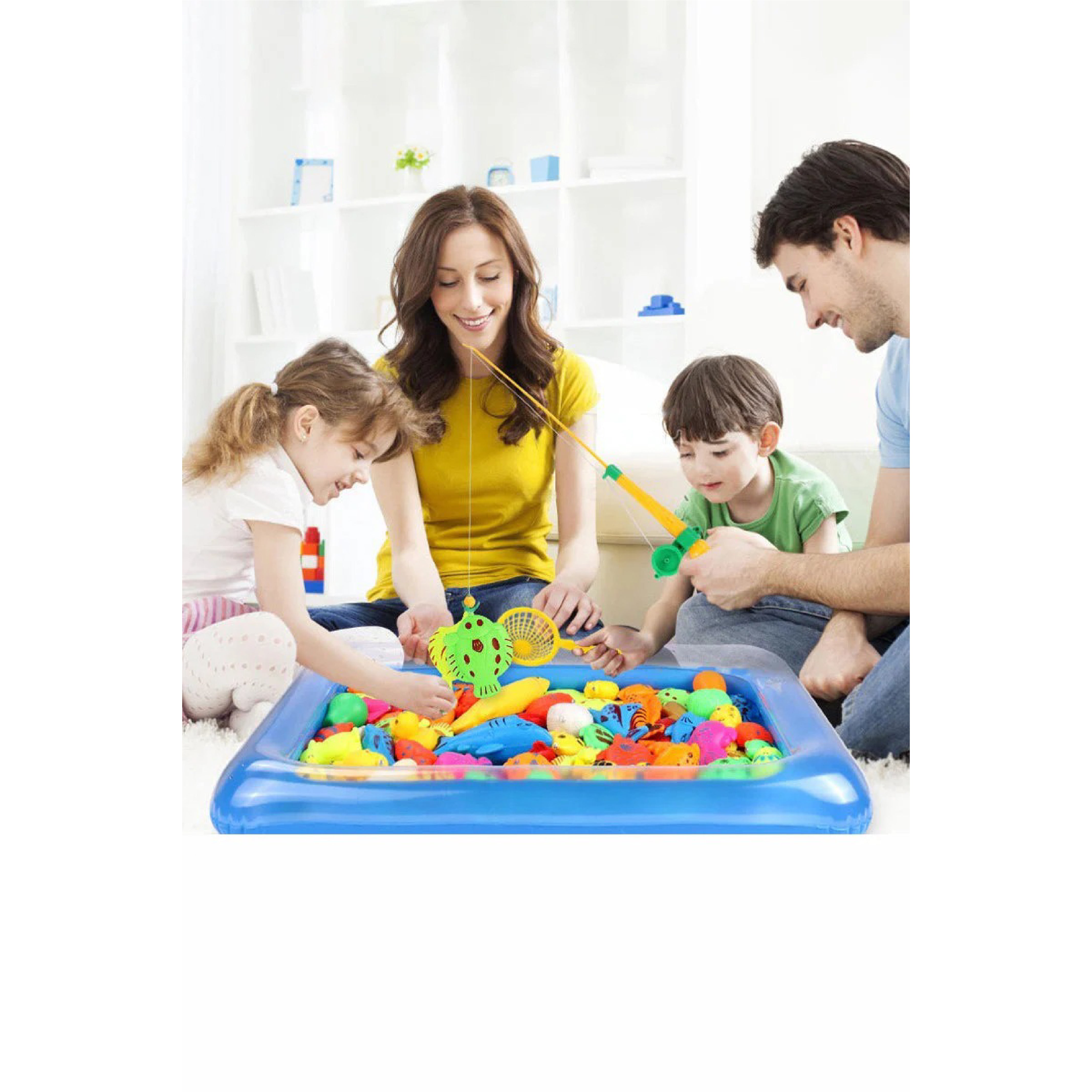 14-Piece Magnetic Fishing Toy Set - 3D Fish Bath Toy with Interactive Rod