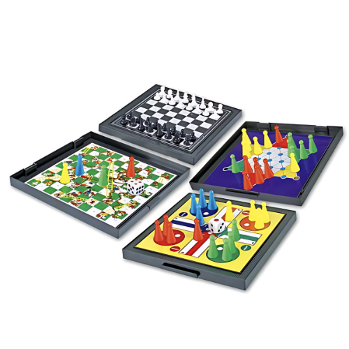 4-in-1 Family Fun Board Game - Strategy Games for All Ages