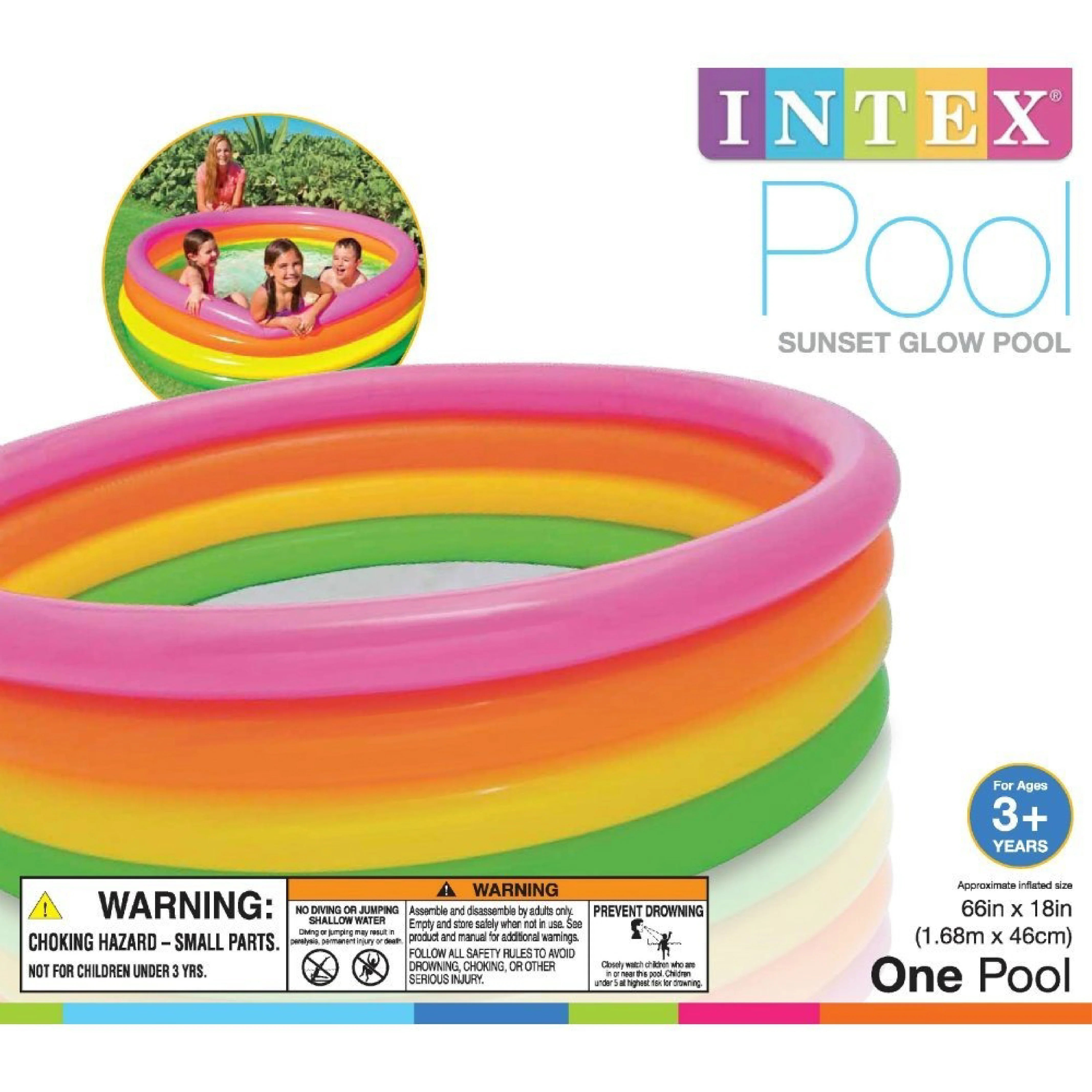 Intex 5 Ft Portable Inflatable Pool - 4 Ring Lightweight Circular Swimming Pool