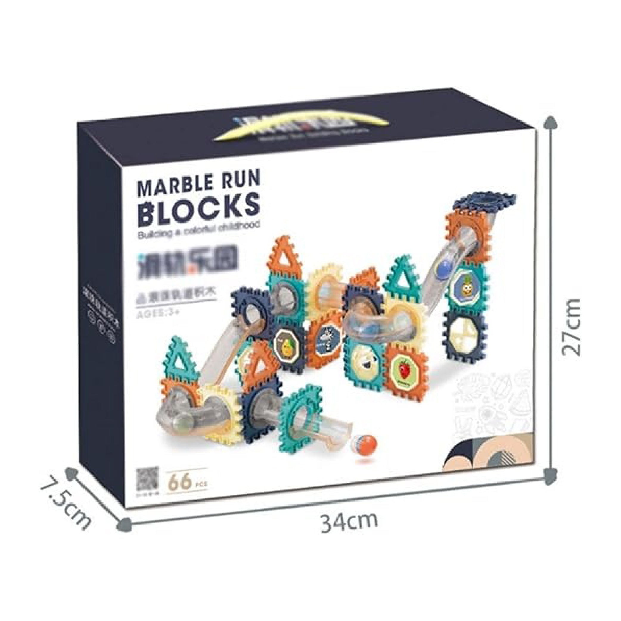 Creative Marble Run Blocks - 66 Piece STEM Building Set for Kids