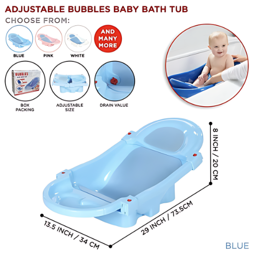 Adjustable Bubbles Baby Bath Tub - Portable, Folding, and Spacious