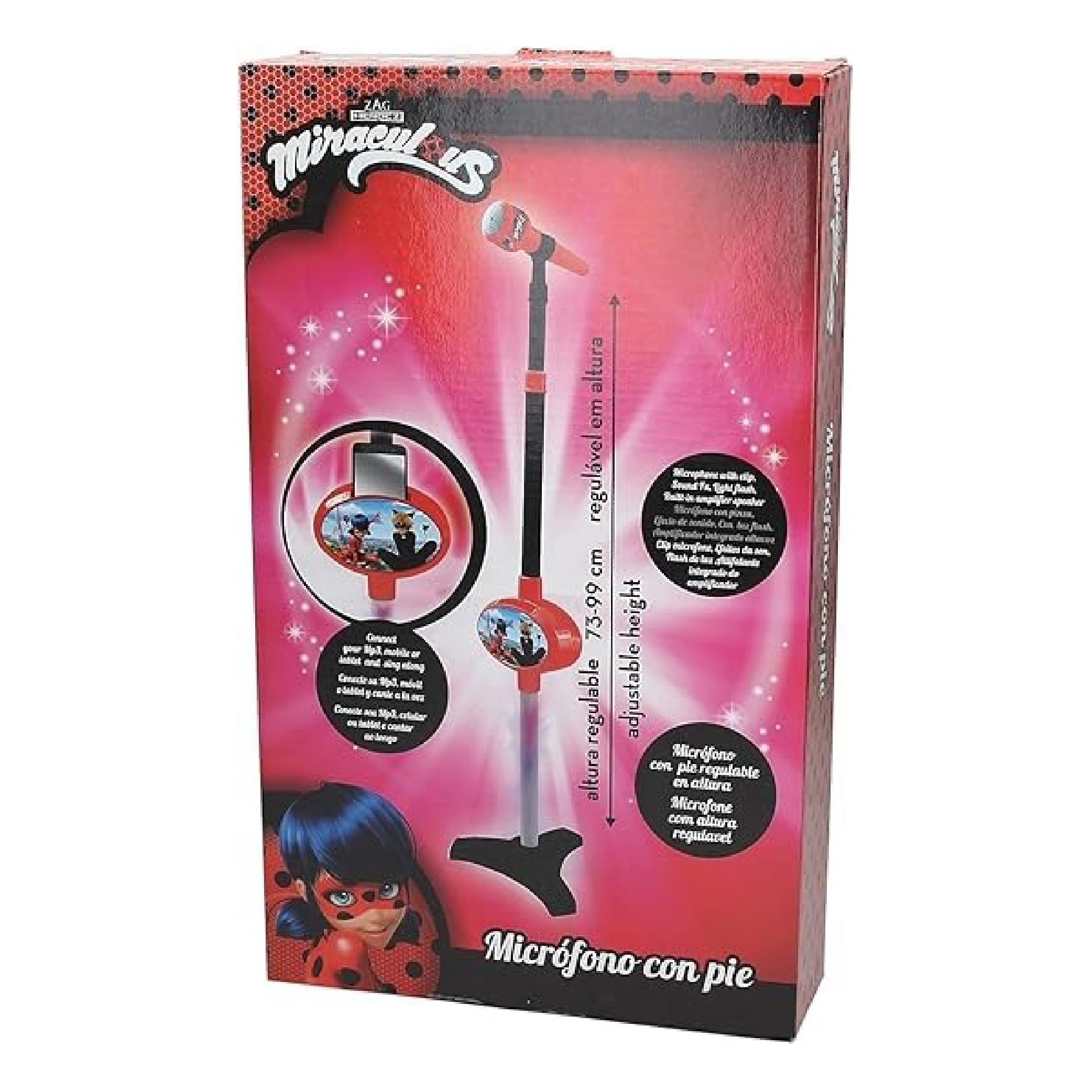 Miraculous Ladybug Kids Stand Microphone with Adjustable Height and MP3 Connection