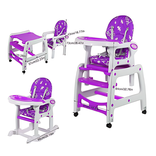 3-in-1 Convertible Kids High Chair - Rocking Horse, Writing Table & Dining Chair