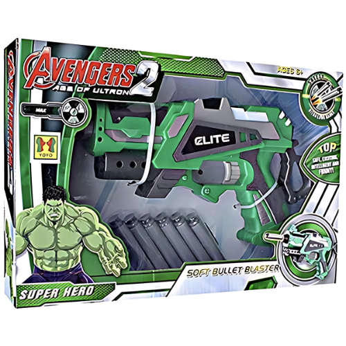 6 Bullets Avenger Foam Hulk Blaster Gun Toy for Kids