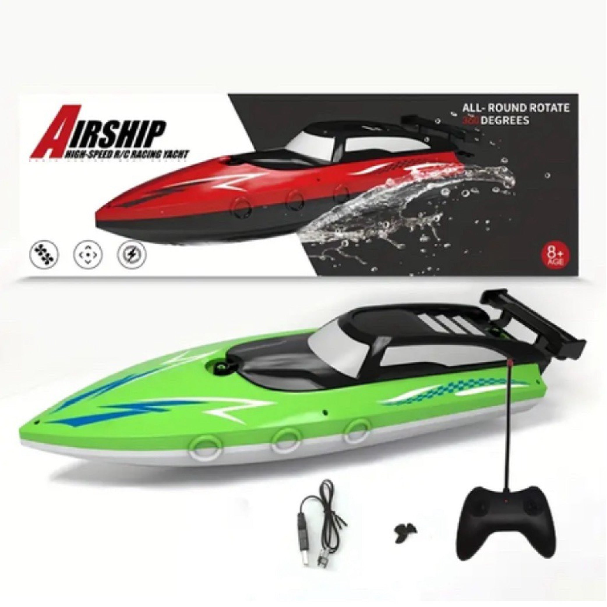 Airship High-Speed Remote Control Racing Yacht – 360° Rotating RC Boat for Kids