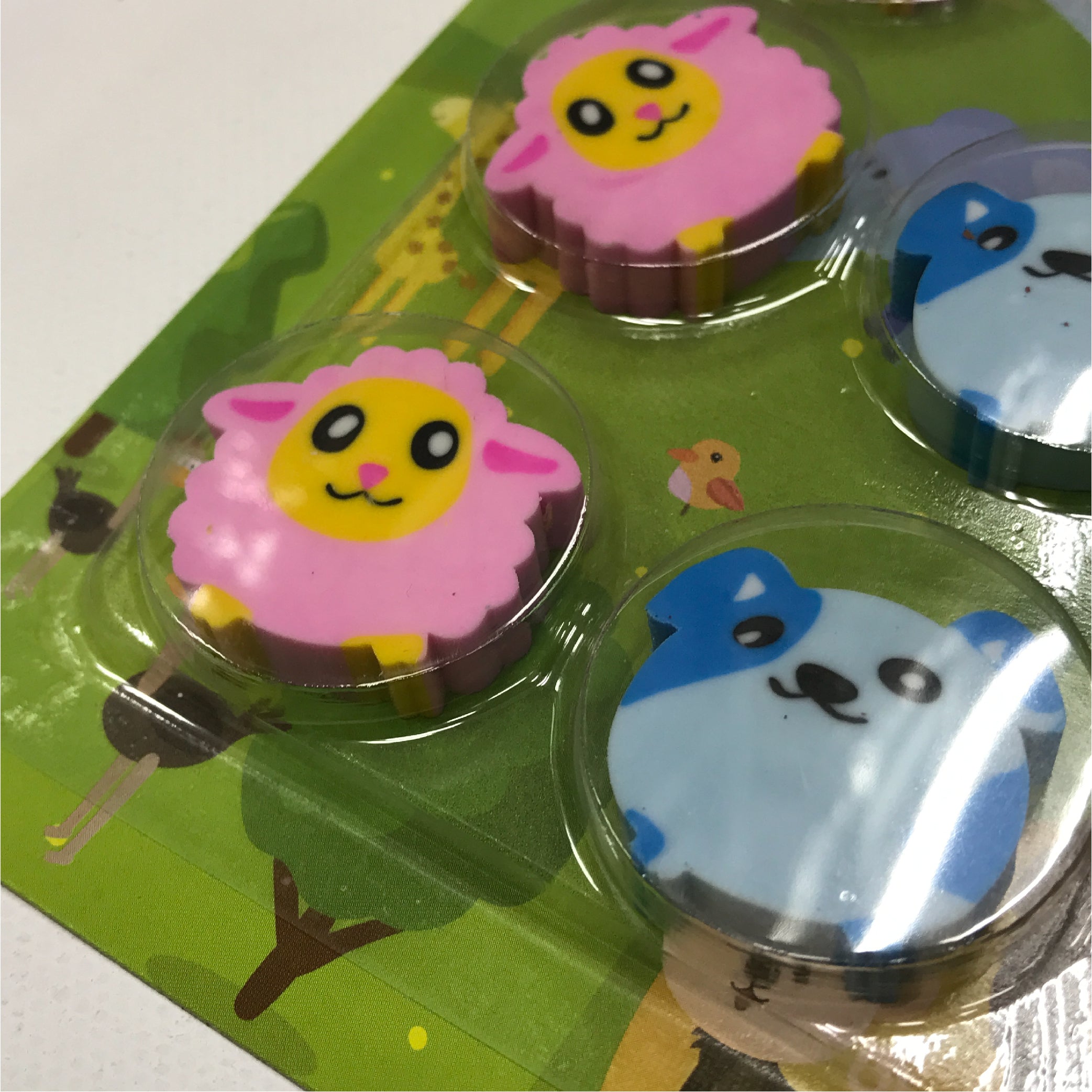 12 Animal Erasers Set - Cute Sheep, Cow, Giraffe, and Koala Designs