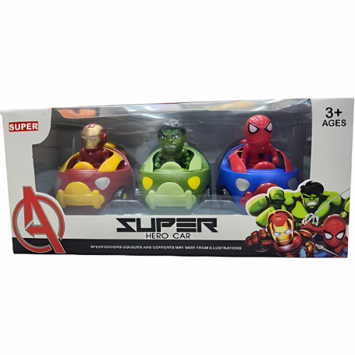 Avenger Ironman, Spiderman & Hulk Moving Head Friction Car