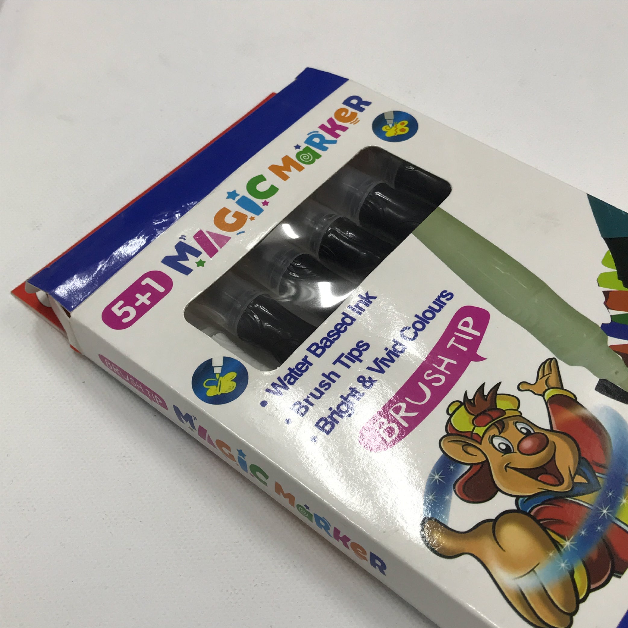 5+1 Magic Marker Set – Water Based Ink, Brush Tips, Bright & Vivid Colours (6 Colours)