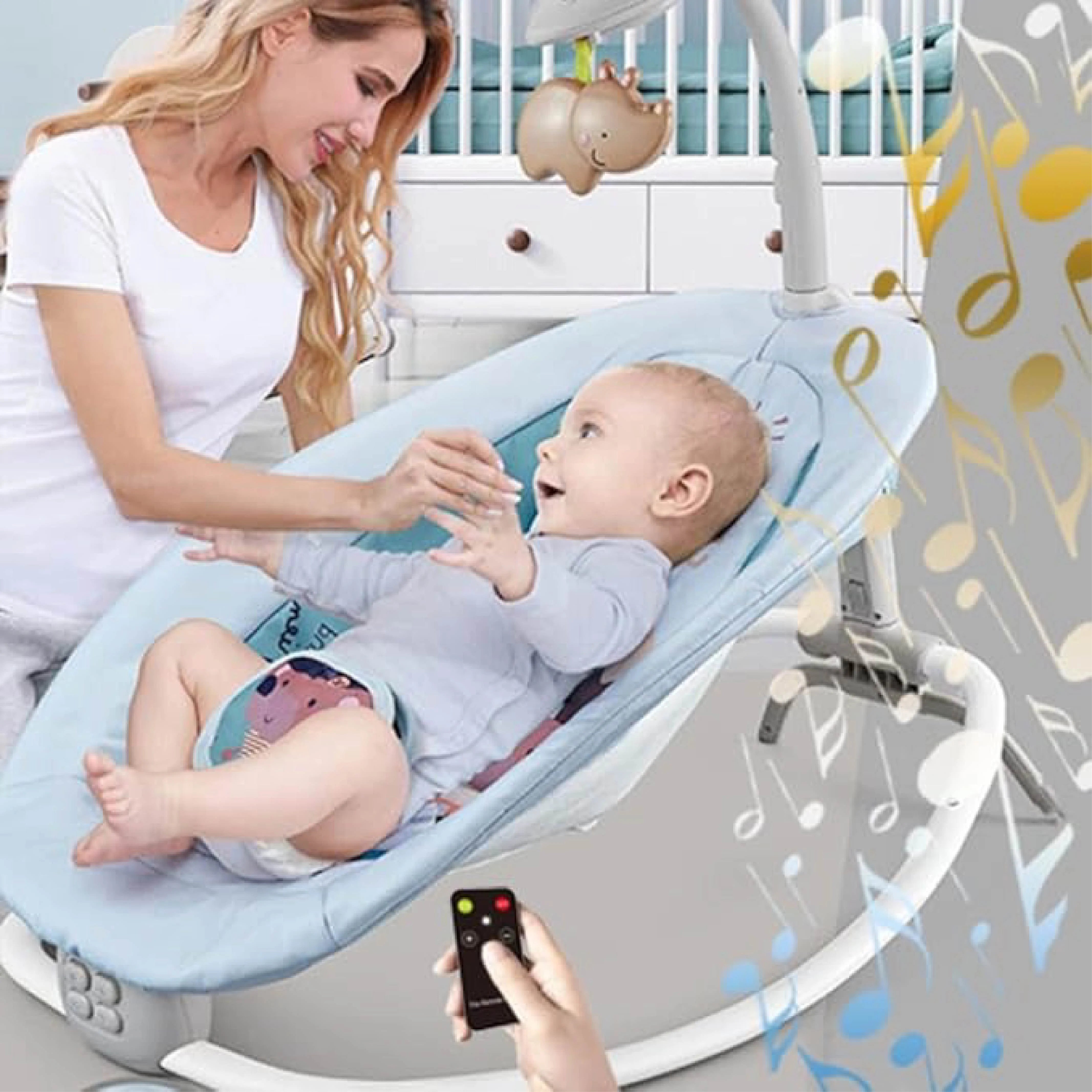 Baby Rocker & Bouncer with Music – Adjustable Recline, Toy Bar, and Soothing Vibrations