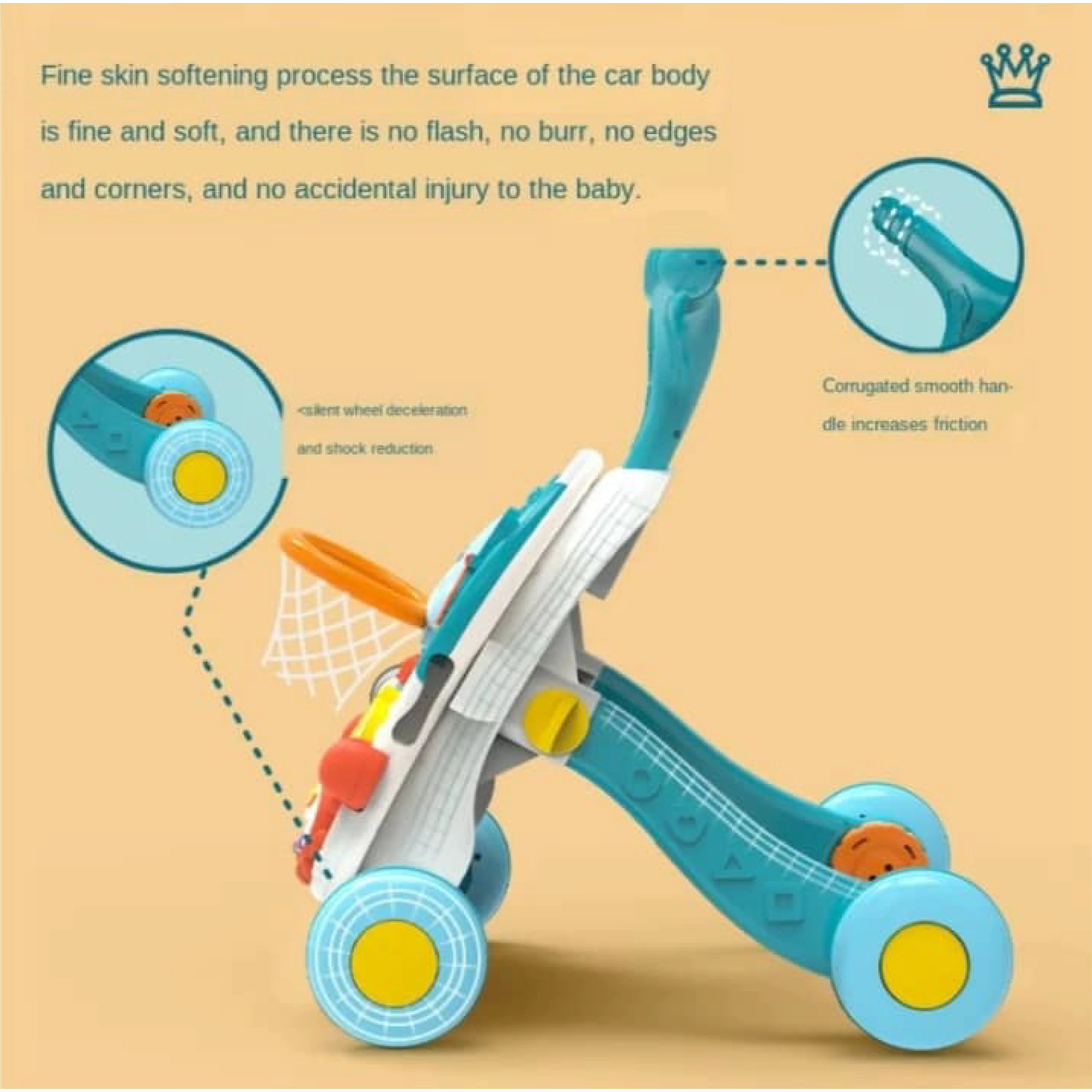 Huanger 2-in-1 Baby Walker and Activity Table - Infant Push Walker Toy with Wheels and Seat