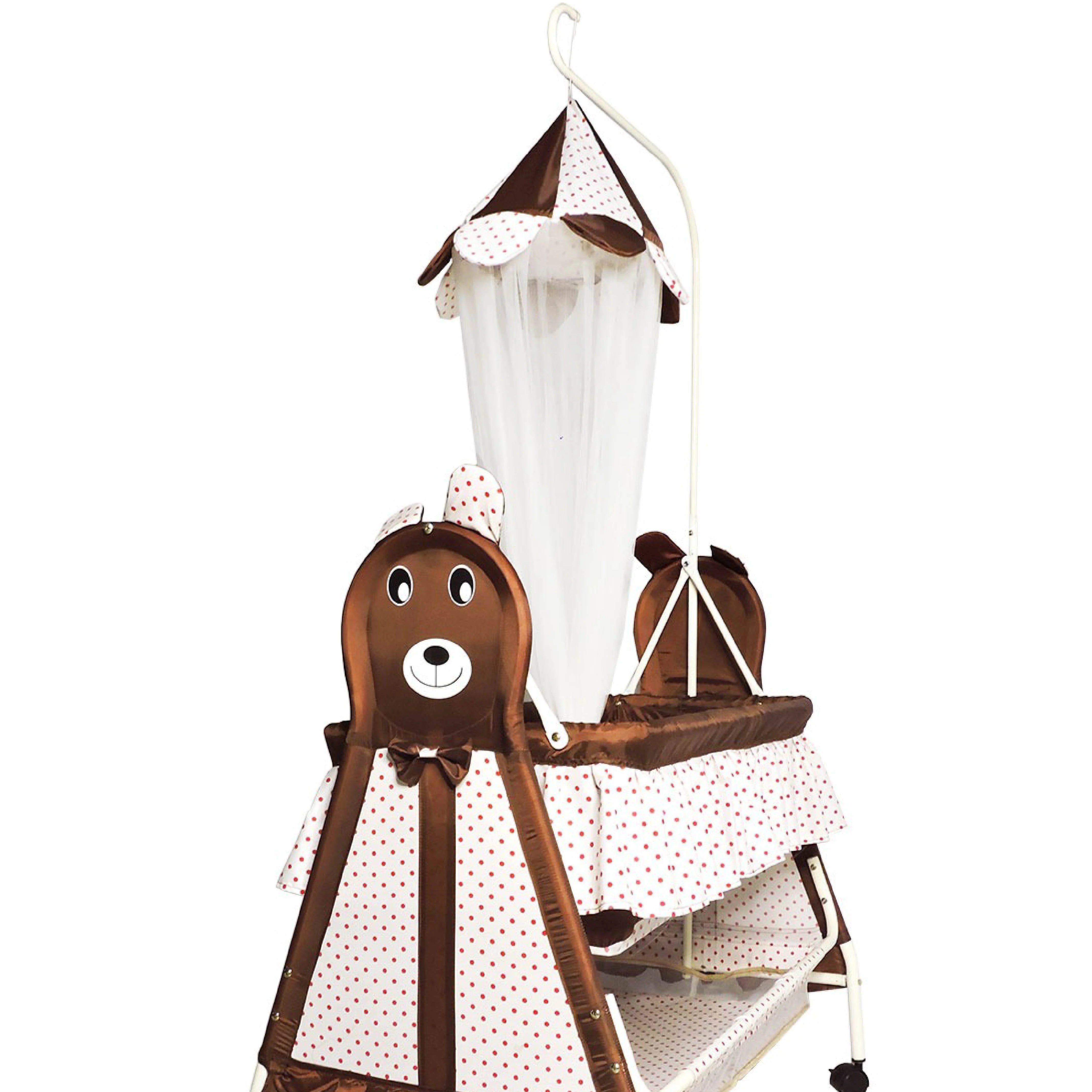 Bambino Bear Moon N Bear Baby Cradle – Fancy Baby Cot with Swing & Mosquito Net