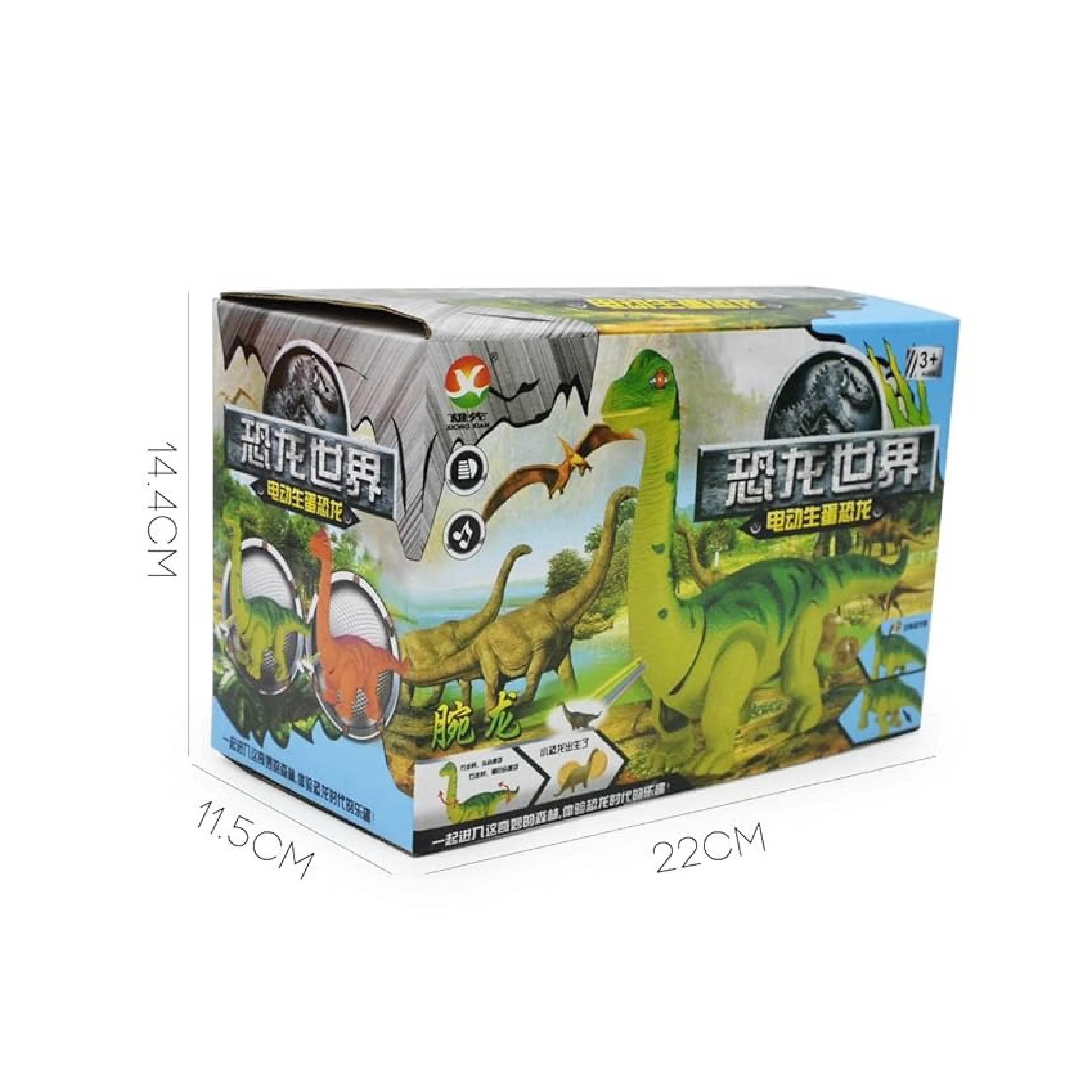 Battery-Operated Walking Dinosaur Toy with Egg Laying Action - Brachiosaurus in Green