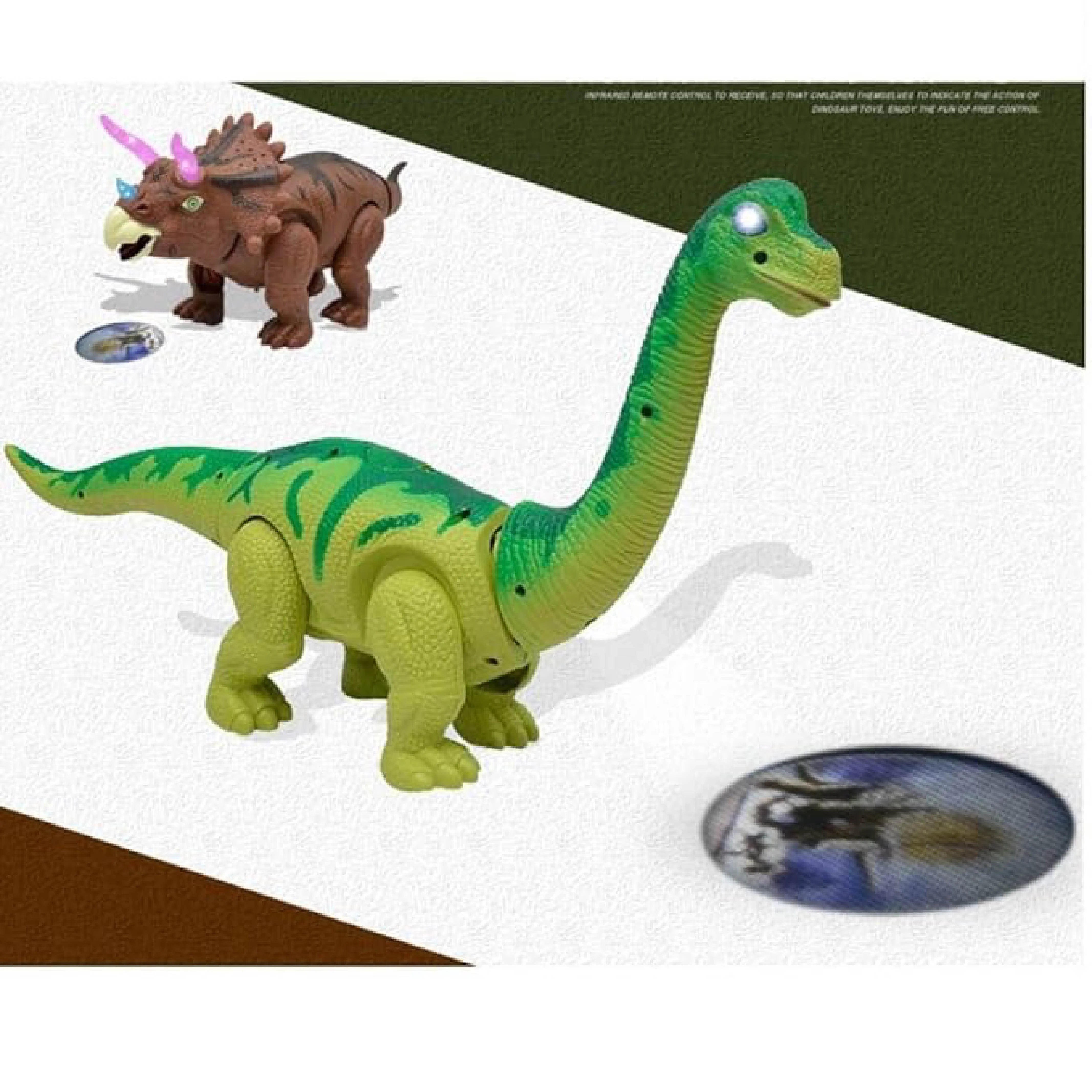 Battery-Operated Walking Dinosaur Toy with Egg Laying Action - Brachiosaurus in Green