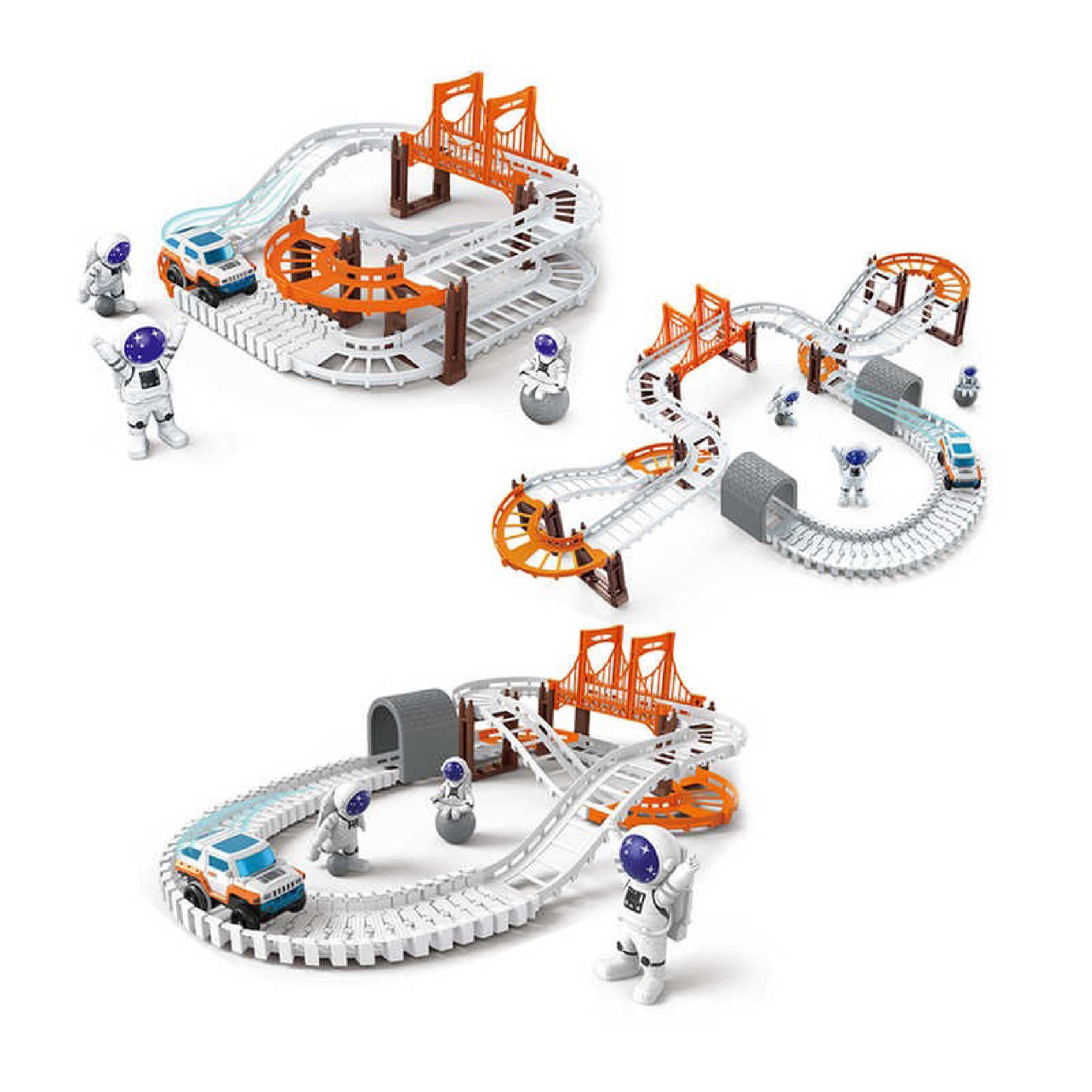 Outer Space Track Set with Astronaut Figures - Battery Operated Adventure Track for Kids