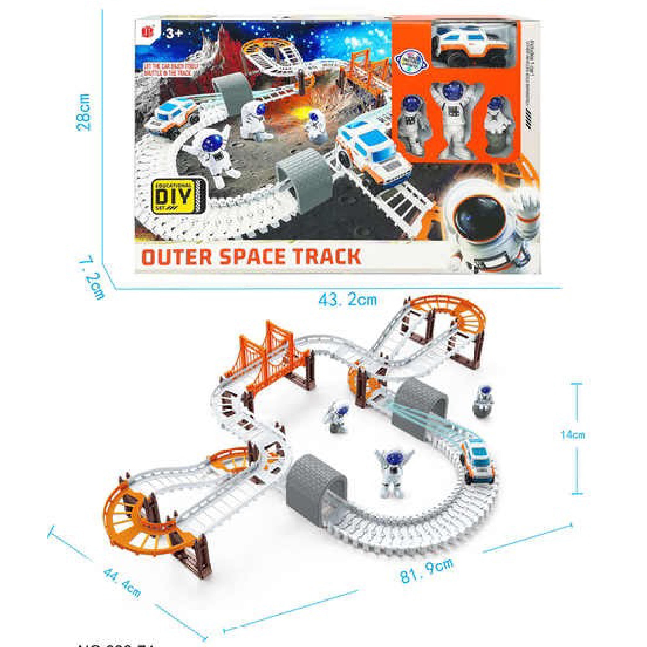 Outer Space Track Set with Astronaut Figures - Battery Operated Adventure Track for Kids