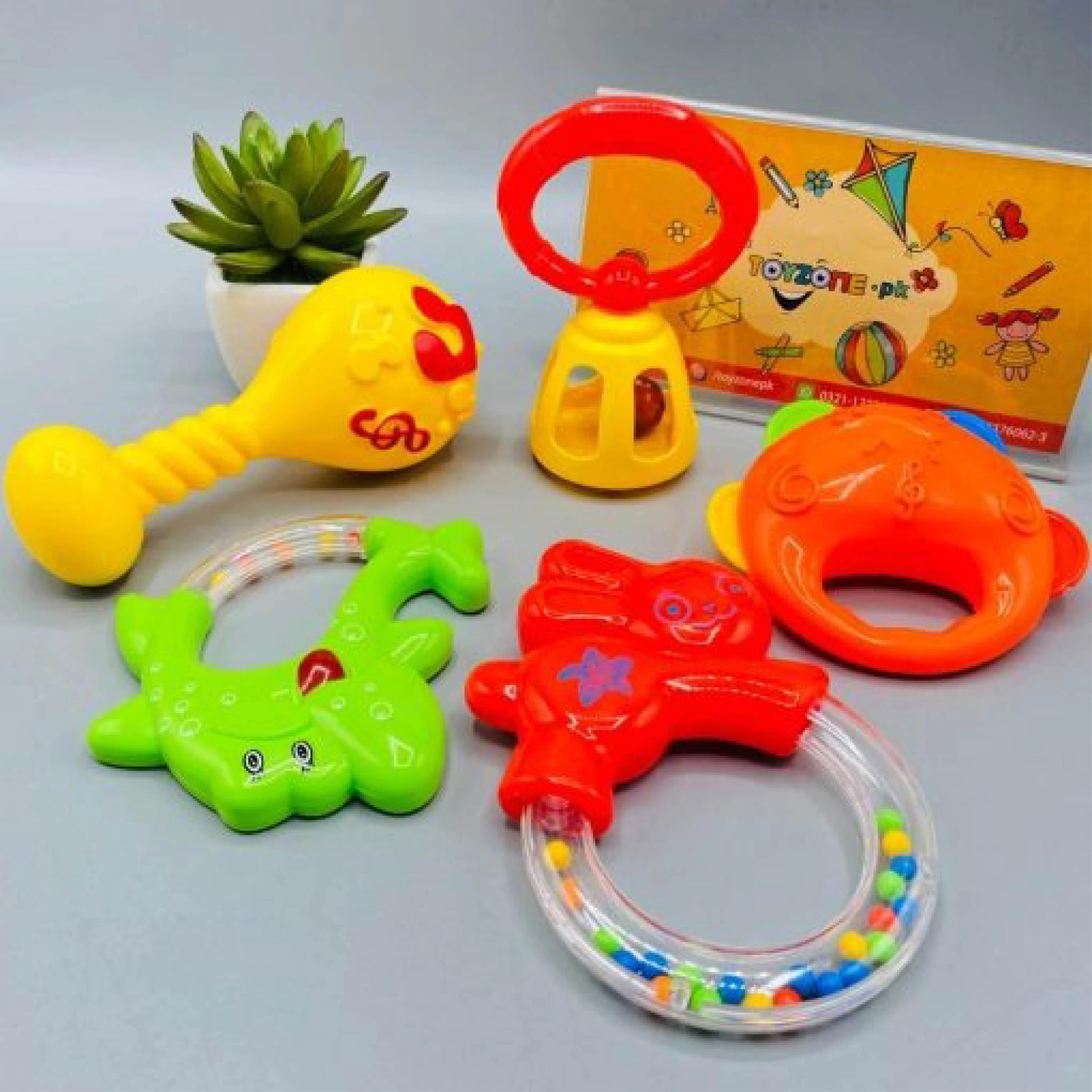 Beautiful 5-Piece Multi-Color Toy Rattle Set for Kids