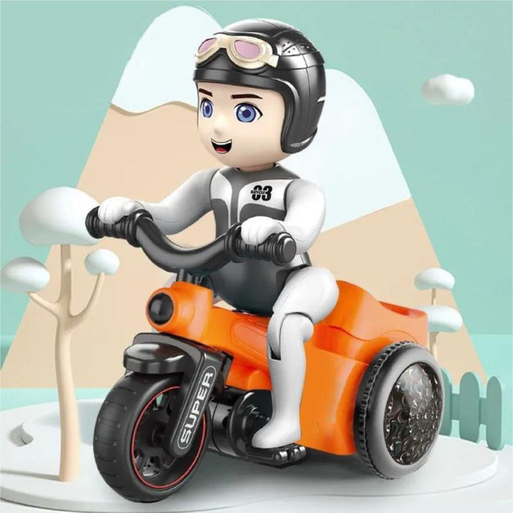 Interactive Bicycle Rider Toy with 360° Rotation and Lights