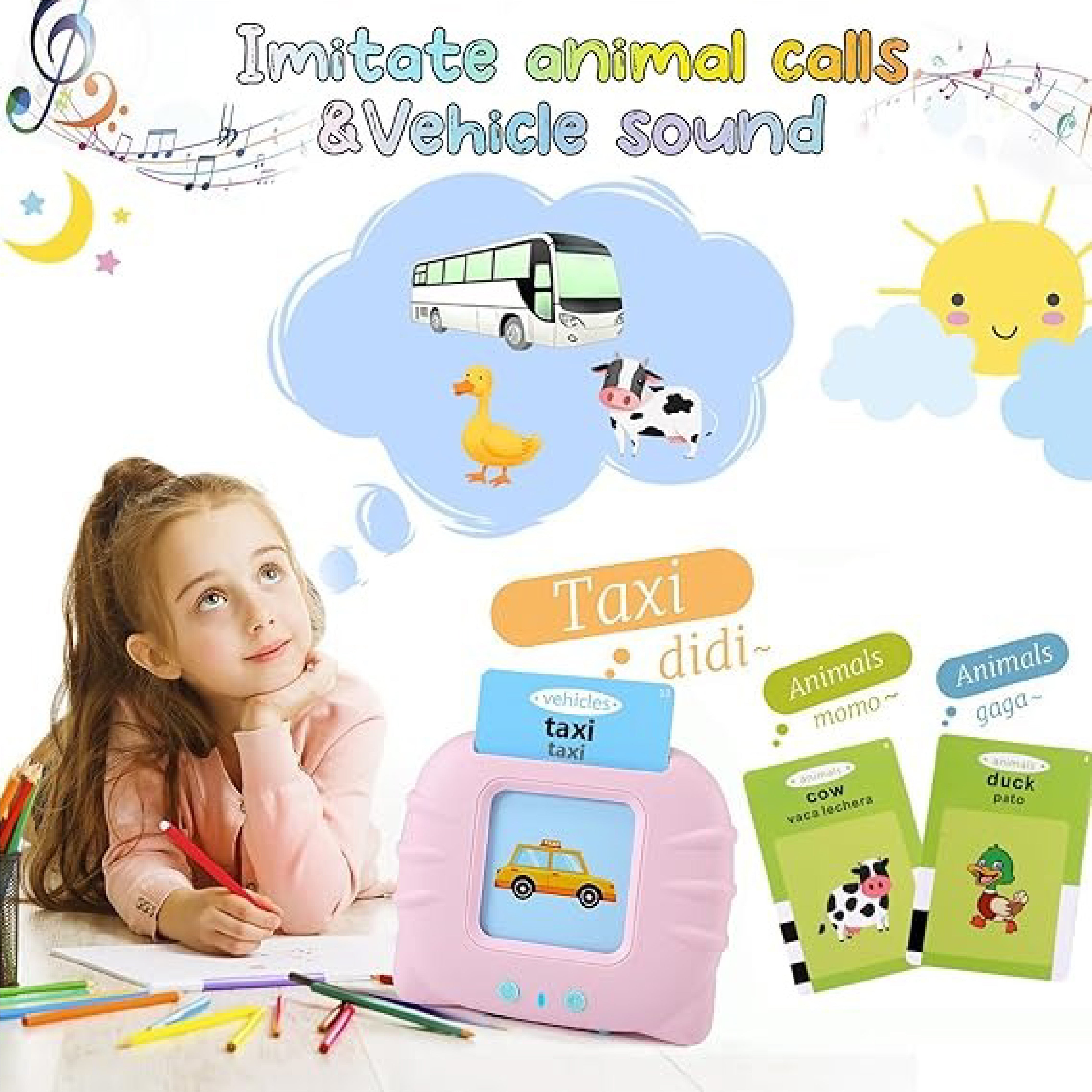 Early Education Flash Card Machine with Sound – Bilingual Learning Device for Kids