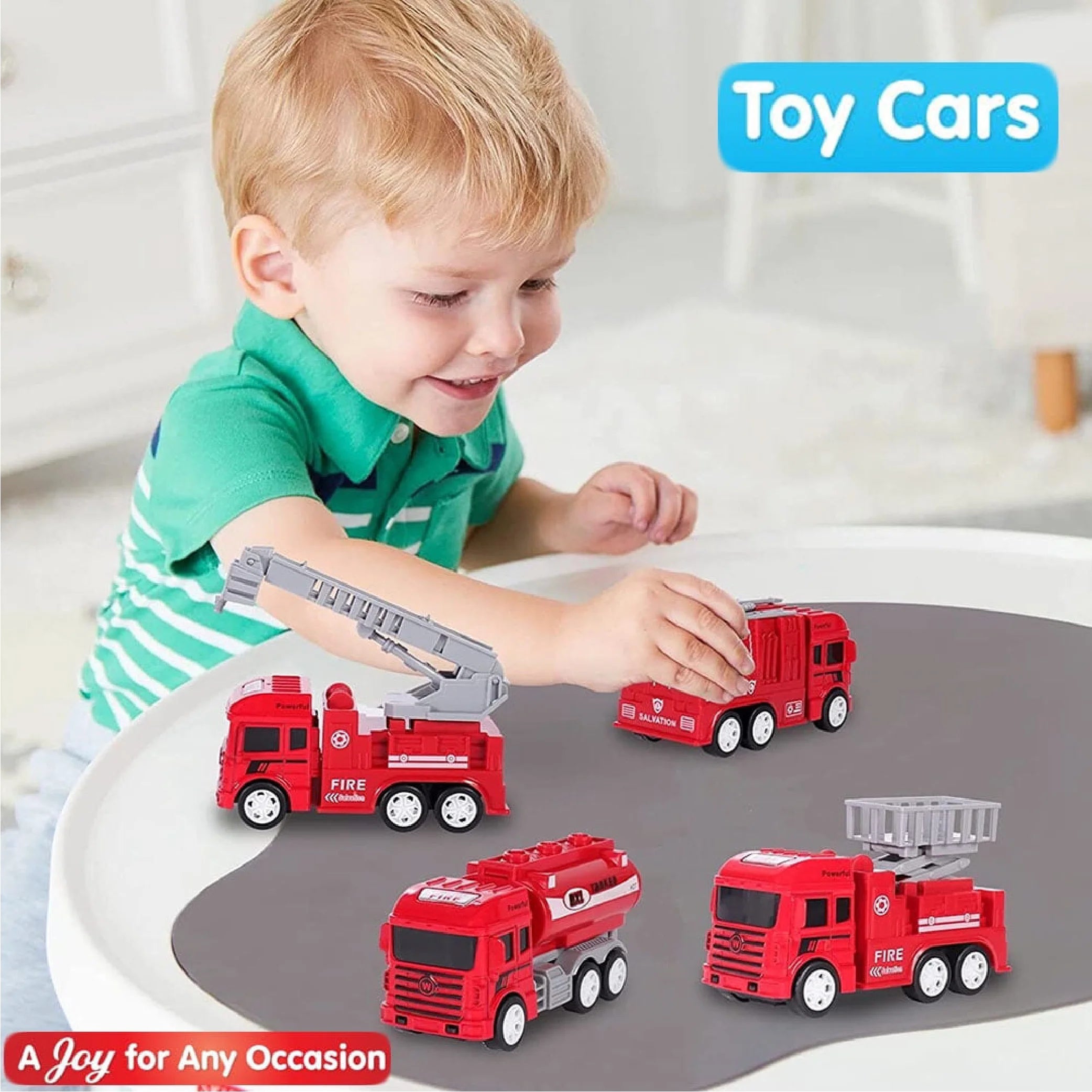 Kids Fire Truck Set – 4pcs Vehicle Toy for Boys & Girls