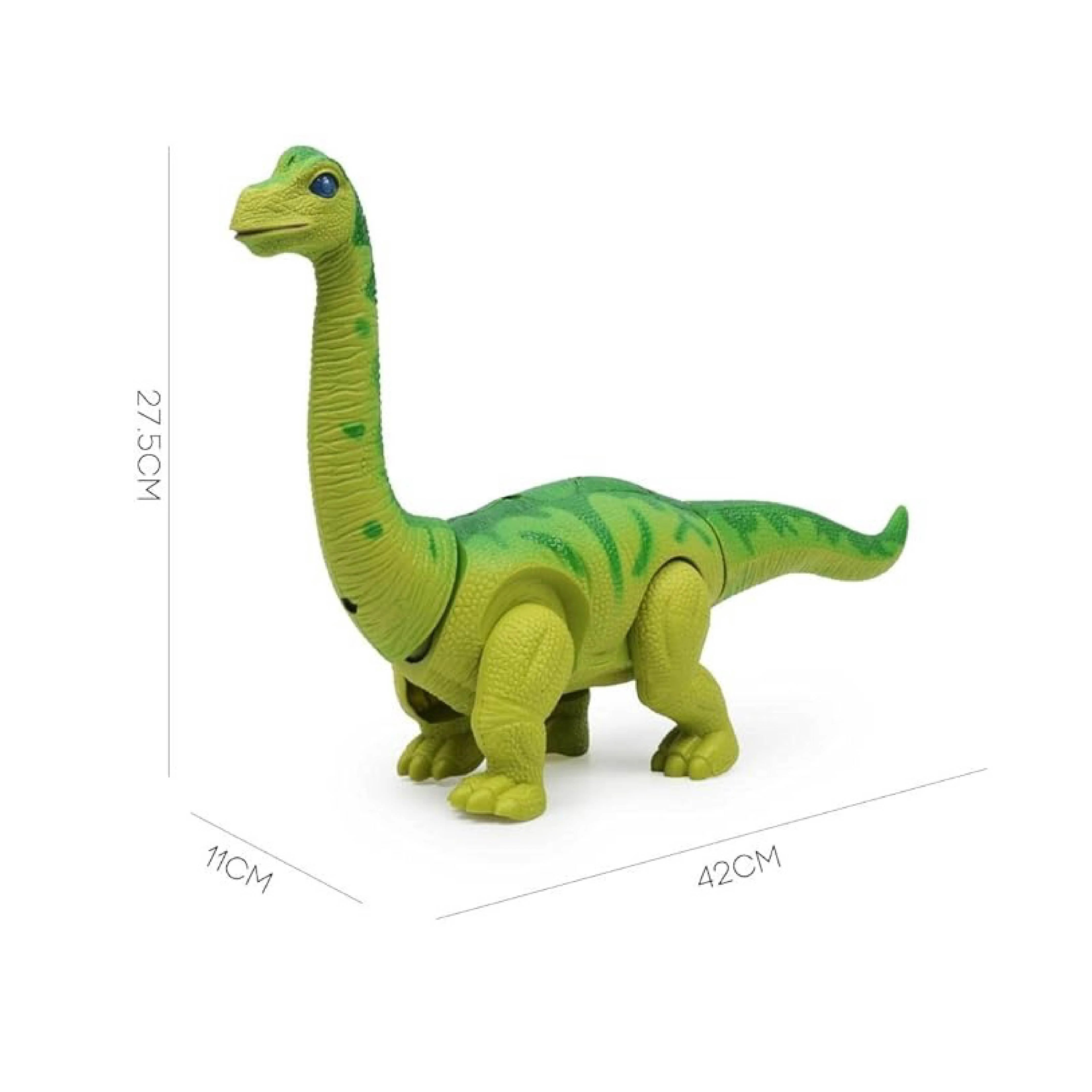 Battery-Operated Walking Dinosaur Toy with Egg Laying Action - Brachiosaurus in Green
