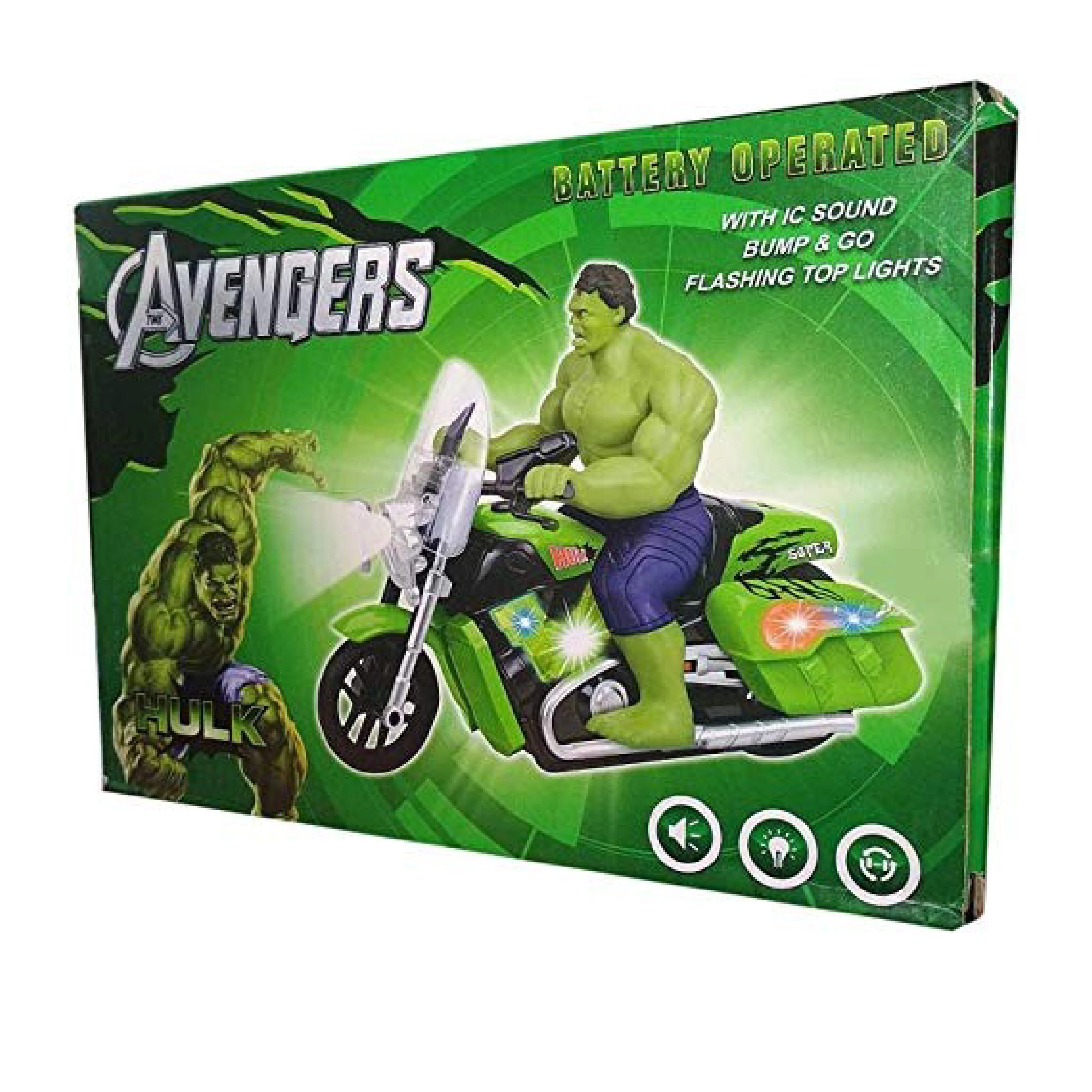 Hulk Bike Toy with 3D Lights and Music - Bump and Go Action for Kids, Limited Edition