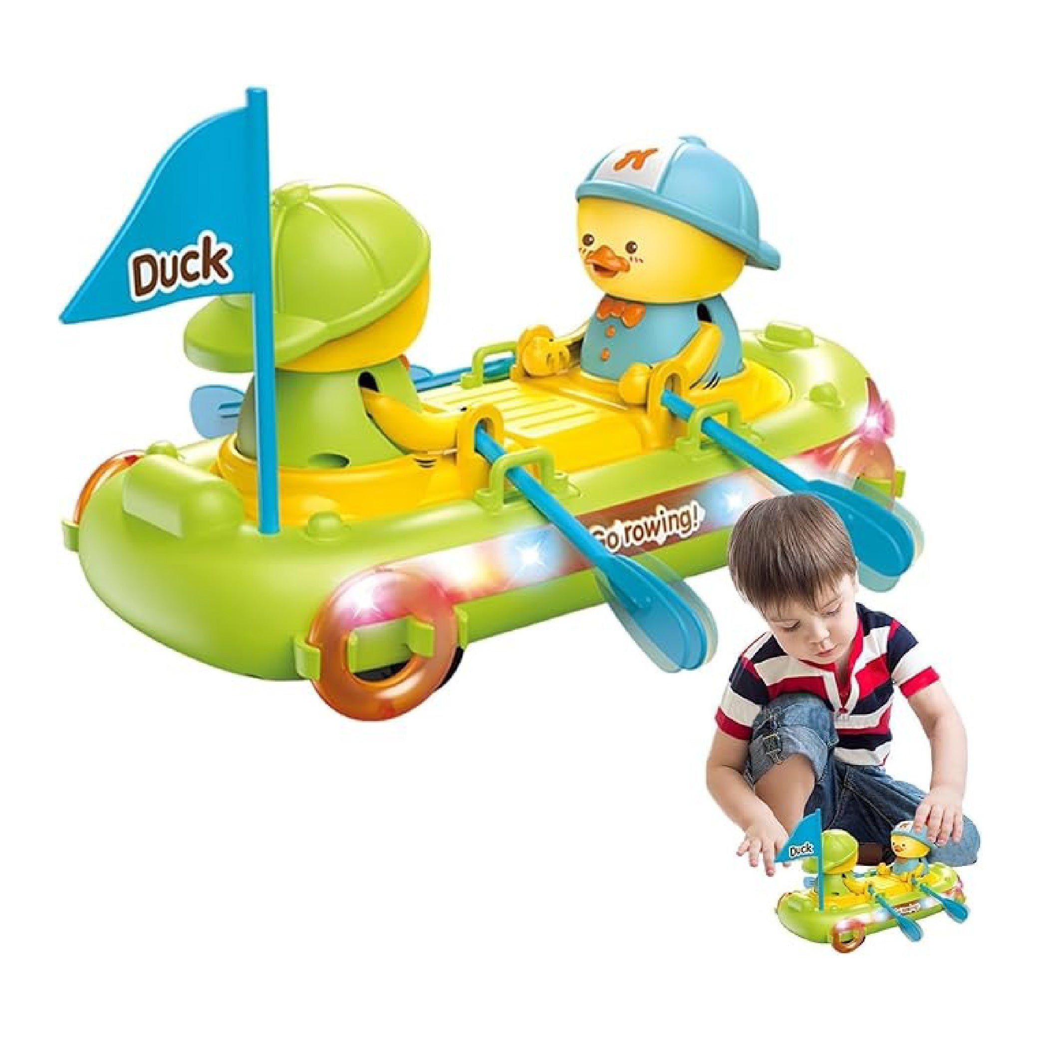 Bump and Go Duck Boat Toy – Interactive Sensory Development Toy with Lights and Music