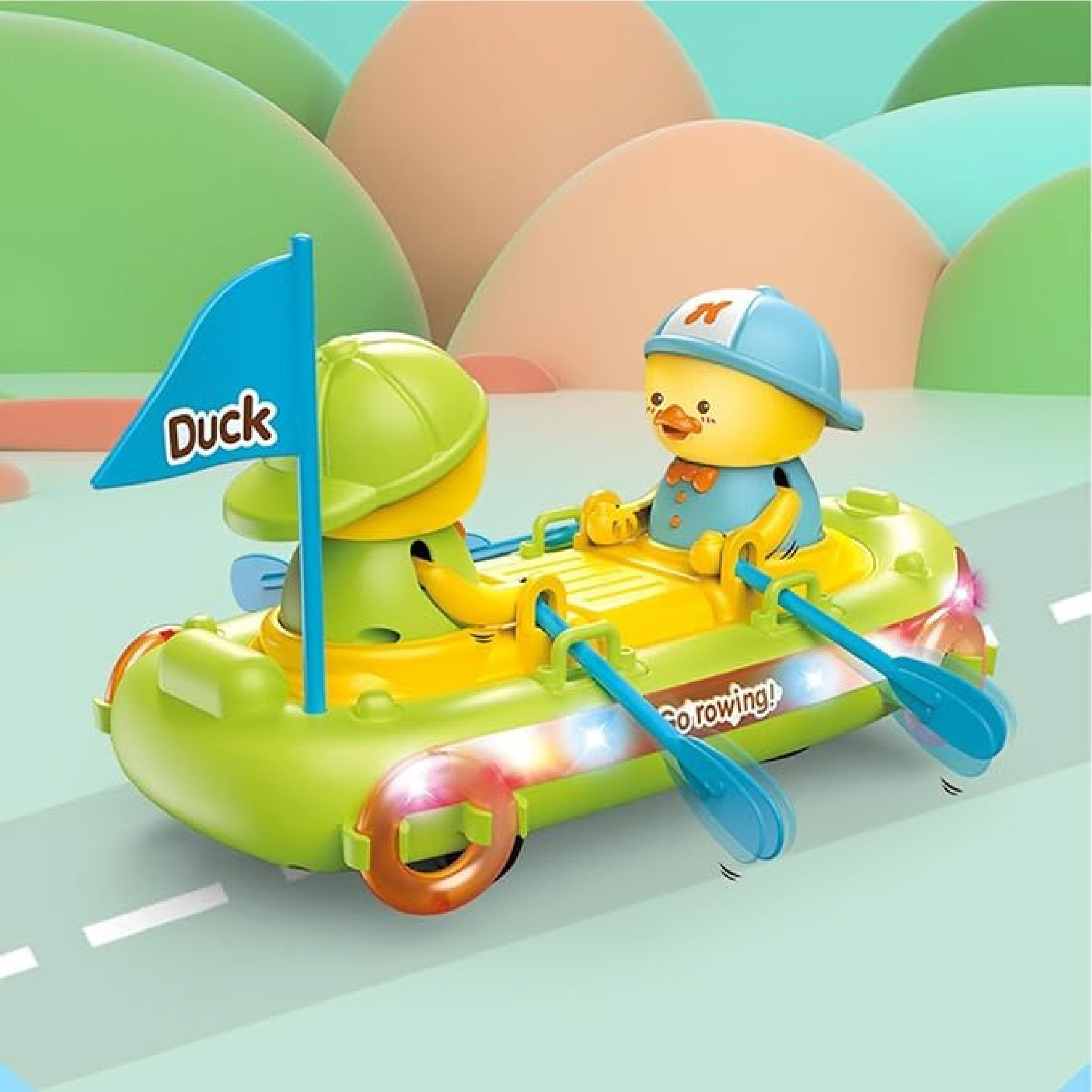 Bump and Go Duck Boat Toy – Interactive Sensory Development Toy with Lights and Music