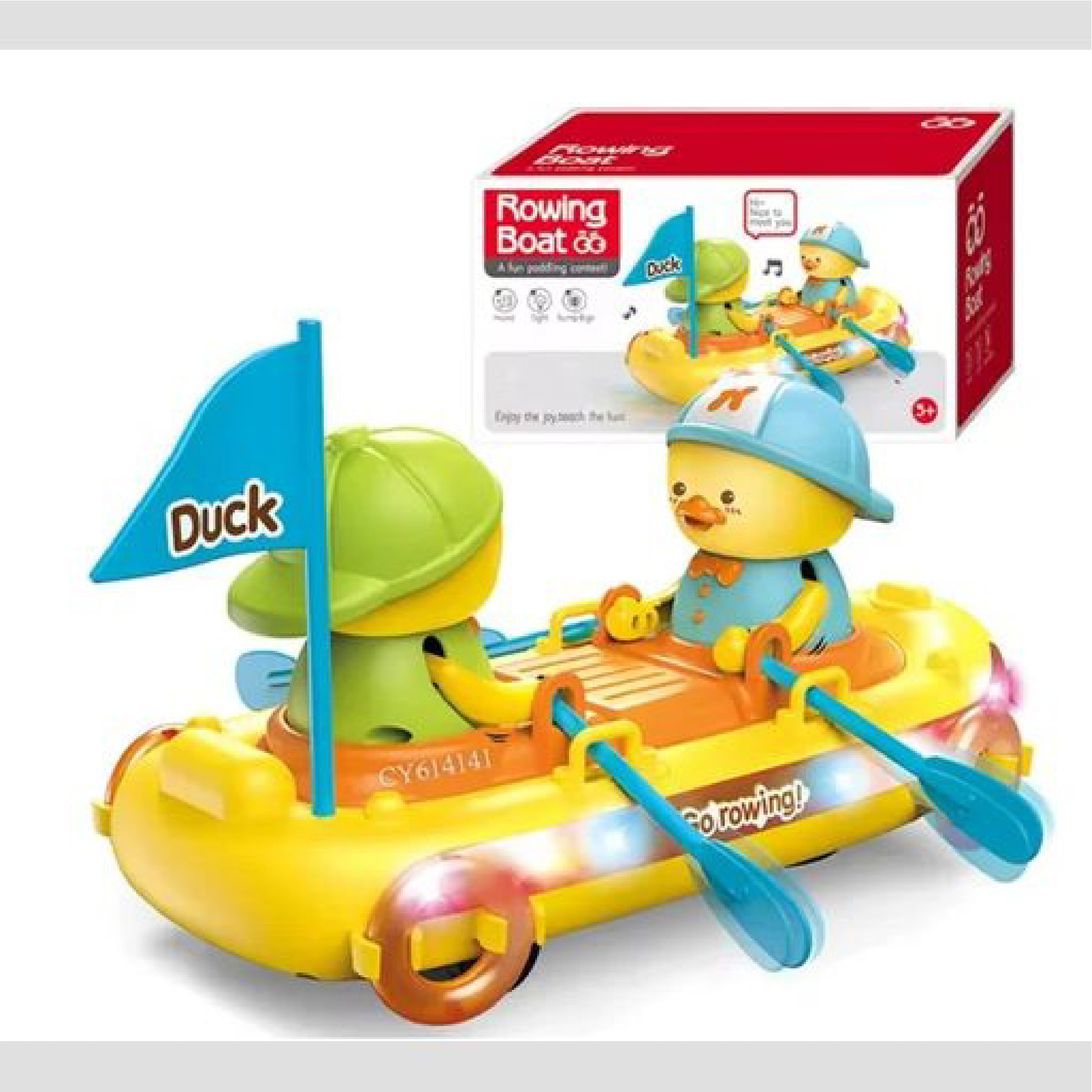 Bump and Go Duck Boat Toy – Interactive Sensory Development Toy with Lights and Music