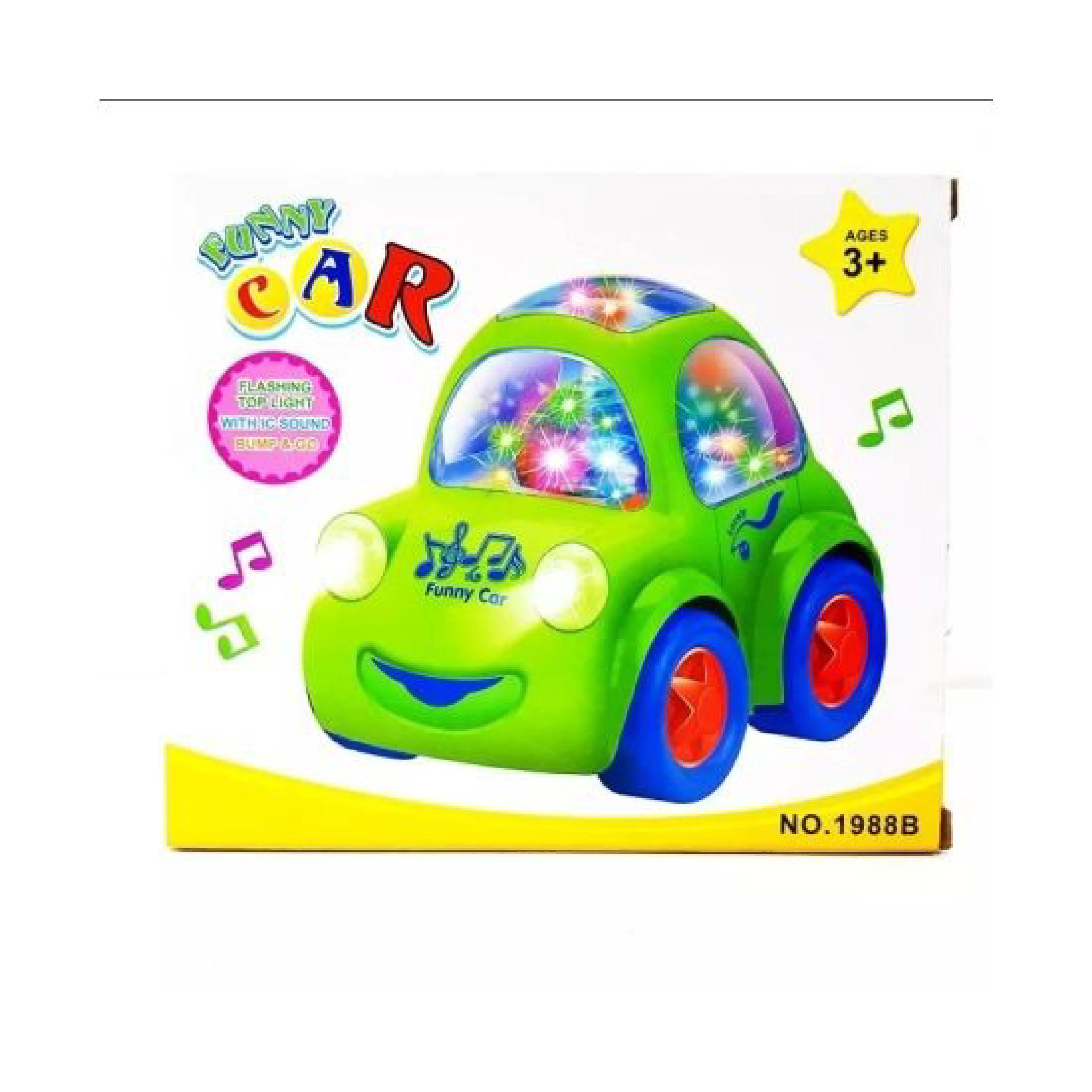 Bump and Go Funny Car - Interactive Toy with Music and Flashing Lights