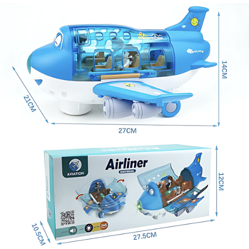 Cartoon Plane - Children Stunt Electric Airliner Toy with Light Effects