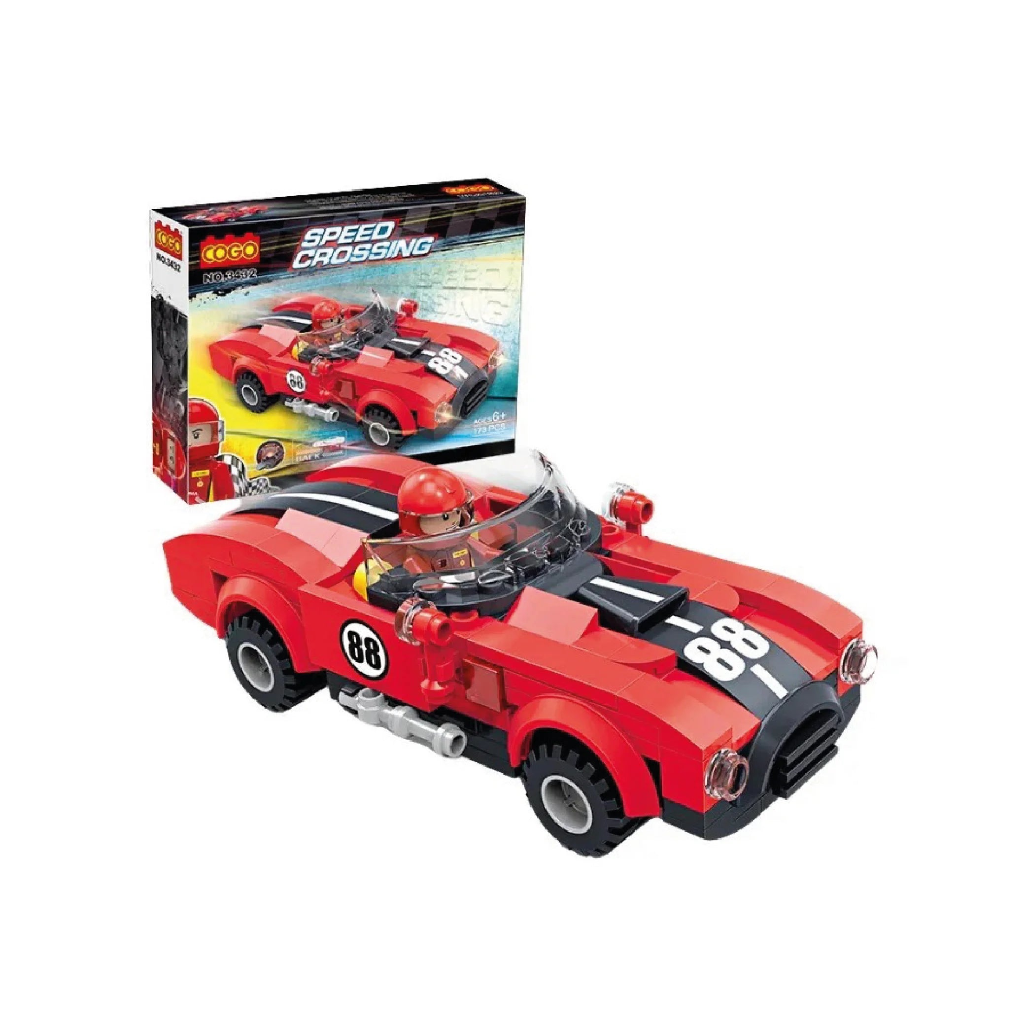 COGO Red Classic Car Building Blocks Kit – 173 Pieces (Age 6+)