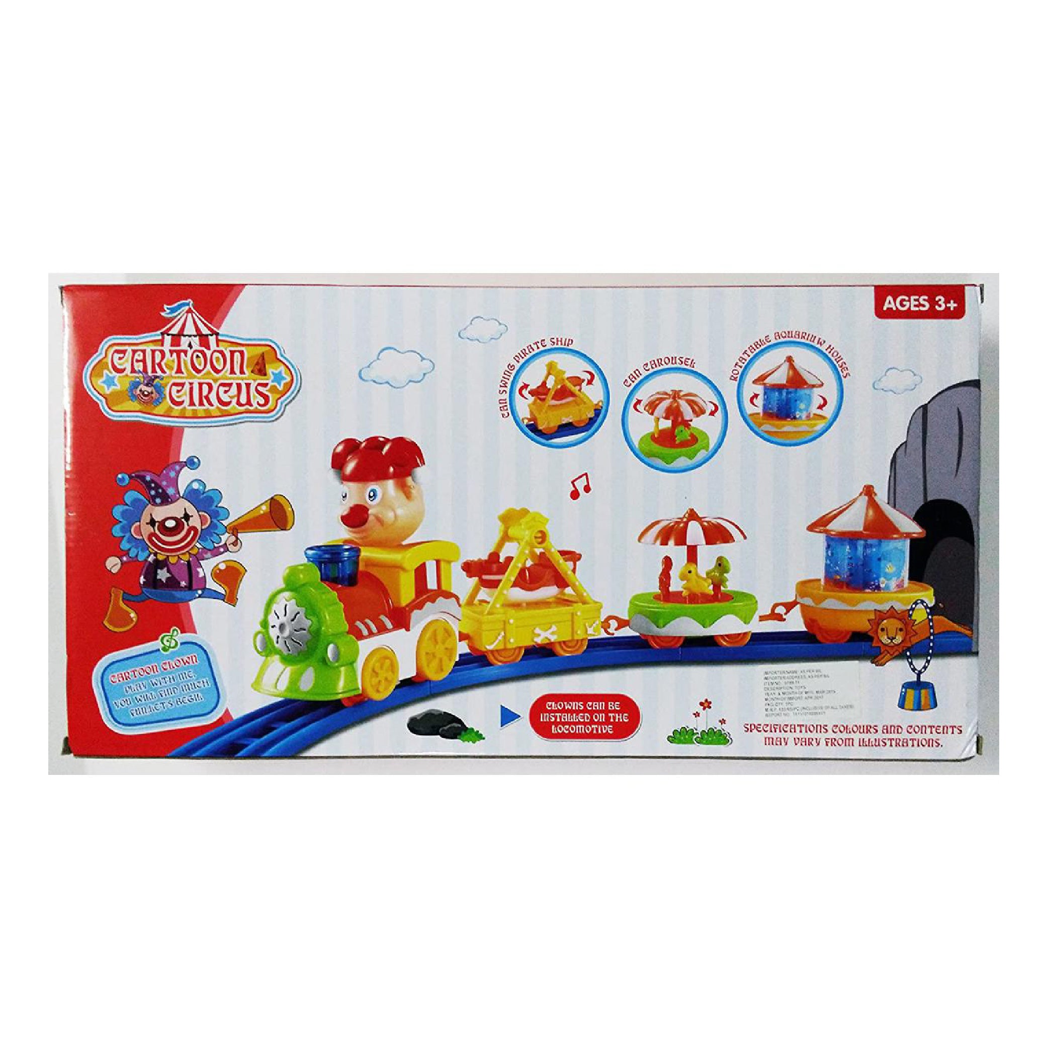 Cartoon Circus Clown Train Playset