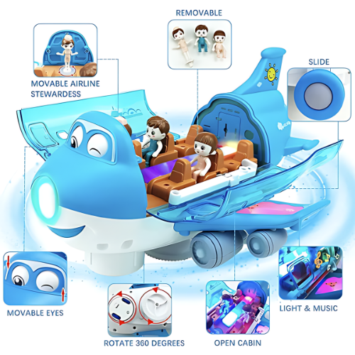 Cartoon Plane - Children Stunt Electric Airliner Toy with Light Effects