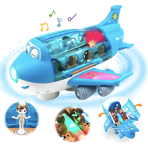 Cartoon Plane - Children Stunt Electric Airliner Toy with Light Effects