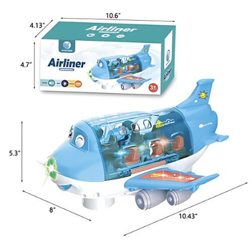 Cartoon Plane - Children Stunt Electric Airliner Toy with Light Effects