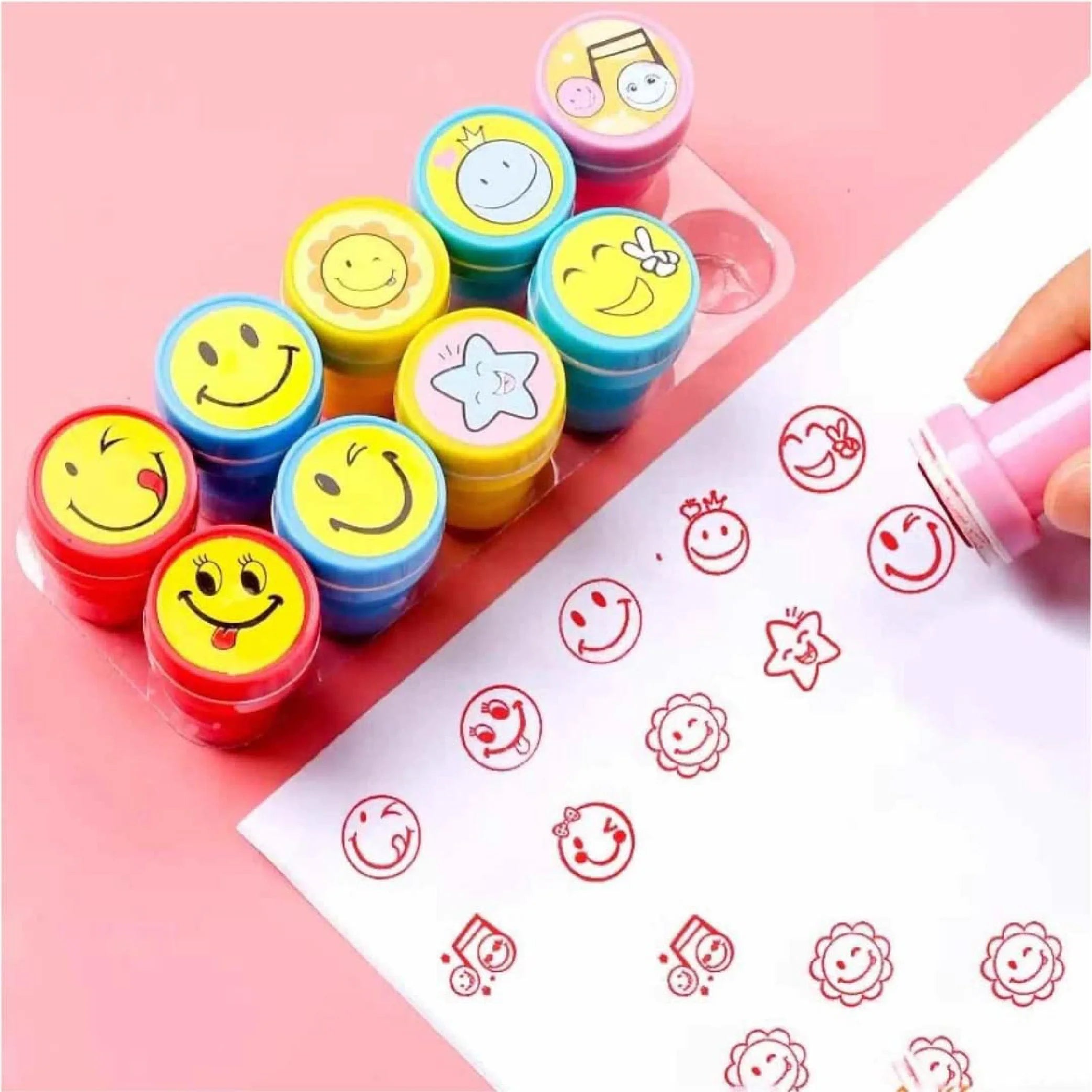 Cartoon Smiling Face Self-Ink Appreciation Stamps – Fun Rewards for Kids!