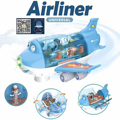 Cartoon Plane - Children Stunt Electric Airliner Toy with Light Effects